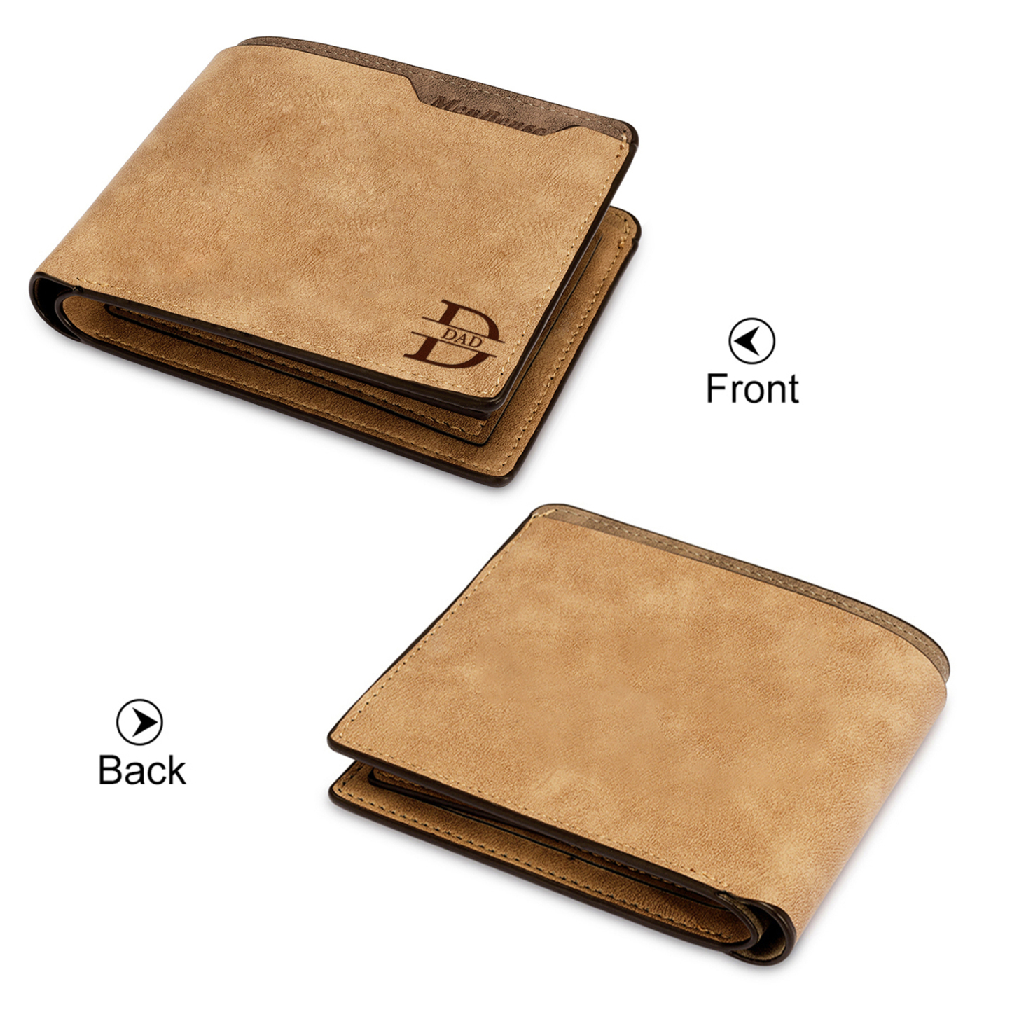 Personalised Dad Fist Wallet – Custom Wallet with 2 Names, Initial, Date, and Photo | Jessemade