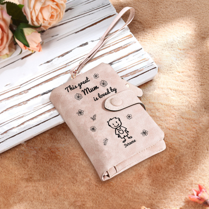 For Mum-Personalised Women Wallet Purse Leather Custom With 1 Name and Kid/Pet  –“This Great Mum Is Loved By" | Mothers' Day Presents | Jessemade