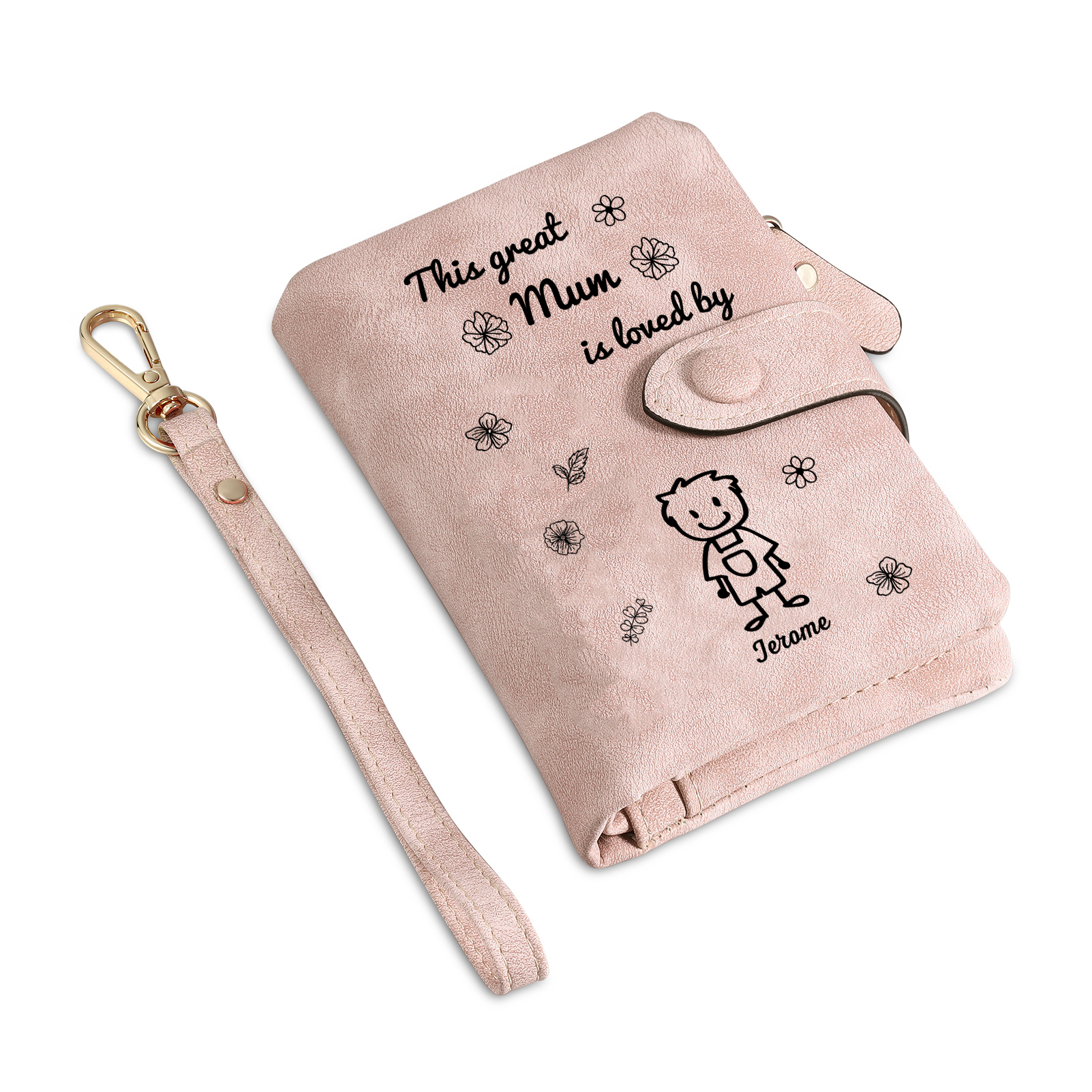 For Mum-Personalised Women Wallet Purse Leather Custom With 1 Name and Kid/Pet  –“This Great Mum Is Loved By" | Mothers' Day Presents | Jessemade