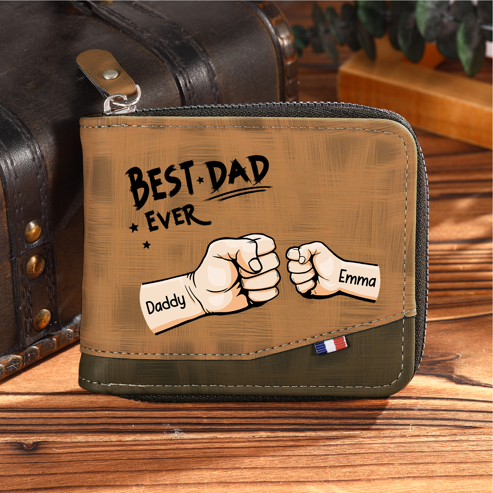 Personalised Wallet for Dad – Custom 2-5 Names & Message, PU Leather | Jessemade