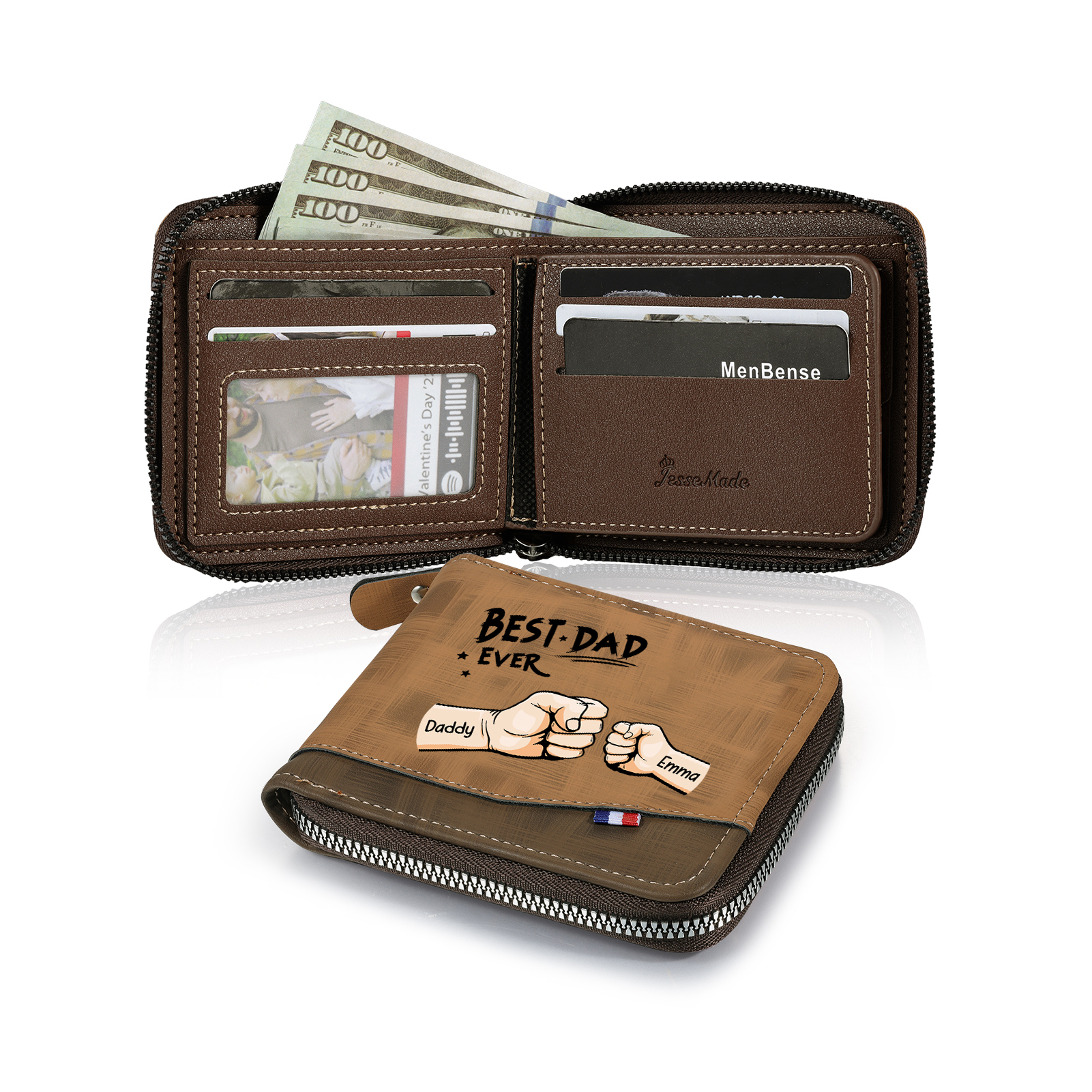 Personalised Wallet for Dad – Customise with 2 Names and 1 Message | Jessemade