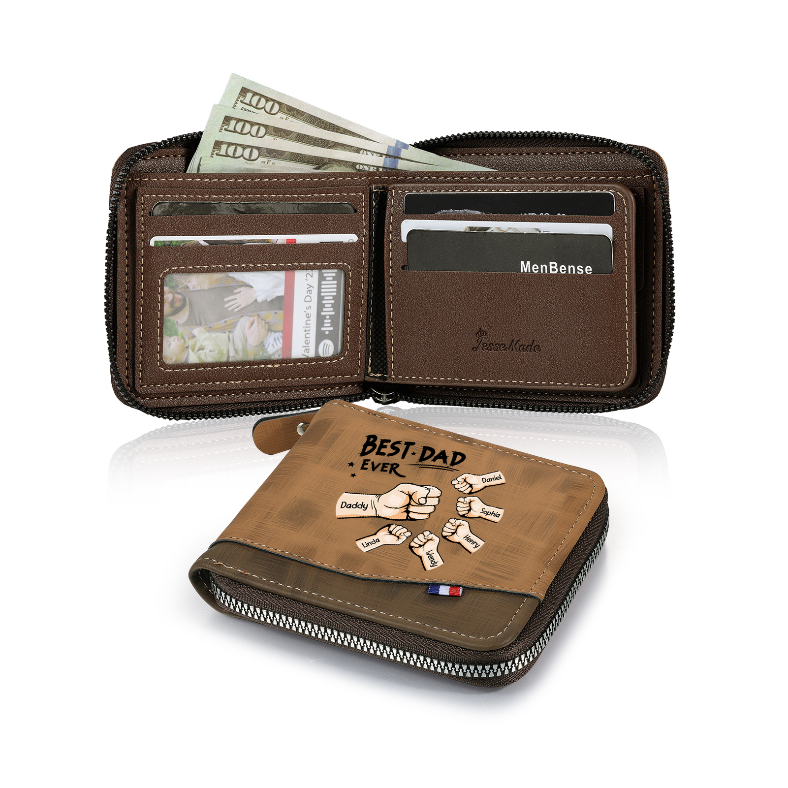 Personalised Wallet for Dad – Customise with 6 Names and 1 Message | Jessemade