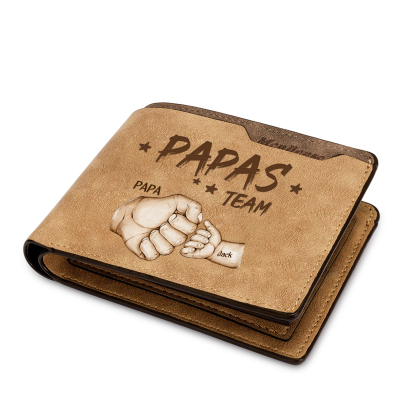 2 Names Personalised Papa's Team Wallet – Custom Father's Day Gift for Dad | Jessemade