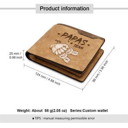 3 Names Personalised Papa's Team Wallet – Custom Father's Day Gift for Dad | Jessemade