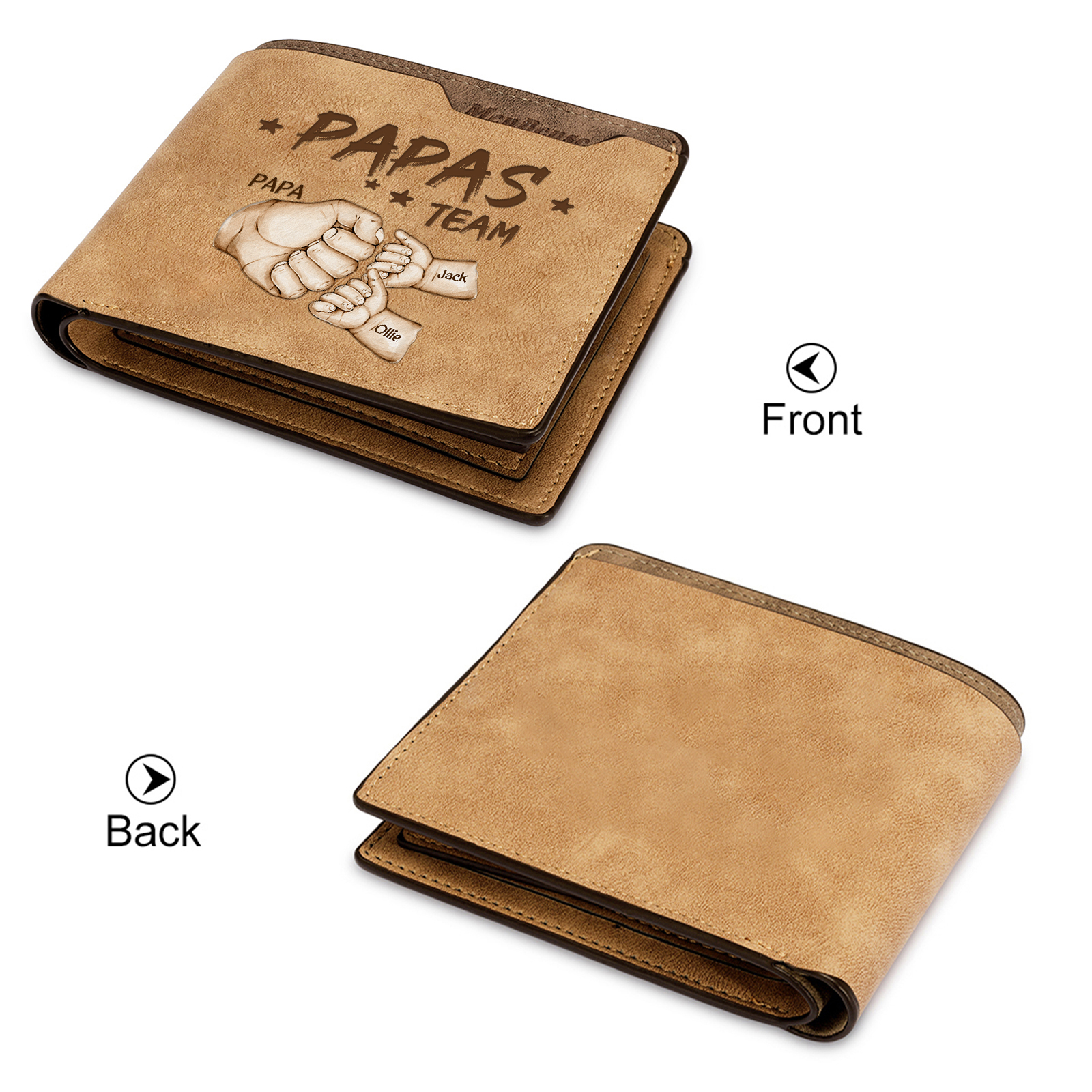 3 Names Personalised Papa's Team Wallet – Custom Father's Day Gift for Dad | Jessemade