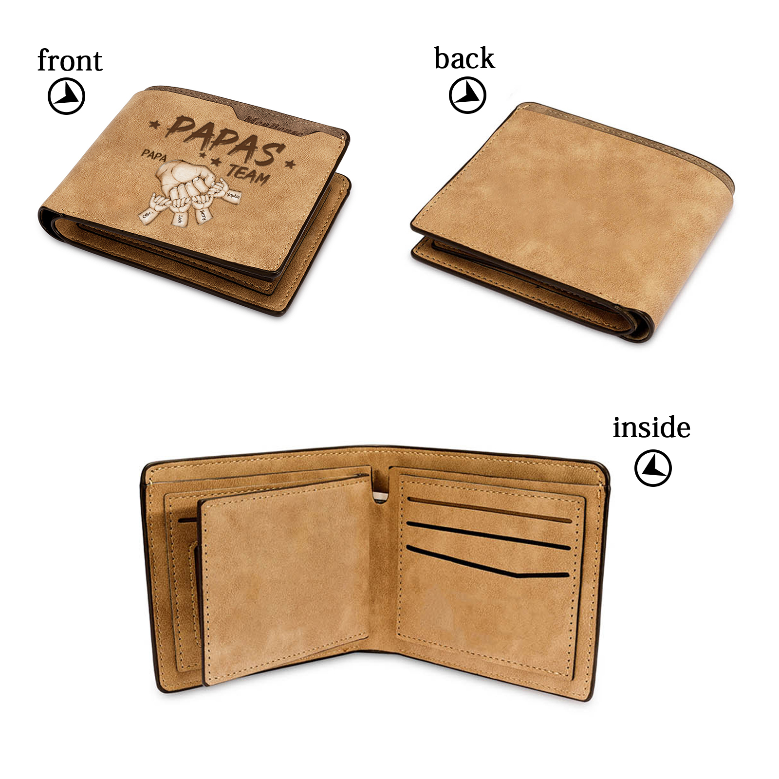 5 Names Personalised Papa's Team Wallet – Custom Father's Day Gift for Dad | Jessemade