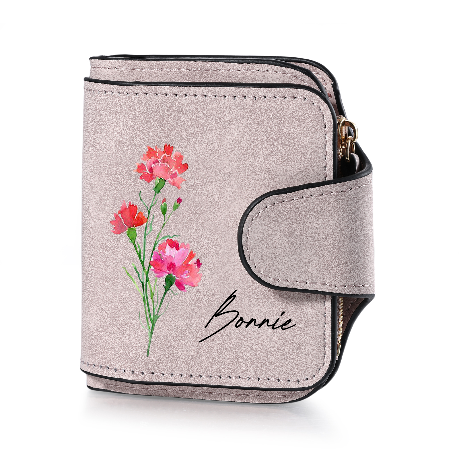 1 Name Personalised Birth Flower Women's Wallet - Custom Purse for Mum | Jessemade