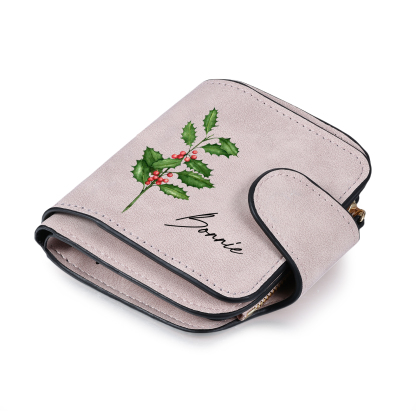 1 Name Personalised Birth Flower Women's Wallet - Custom Purse for Mum | Jessemade