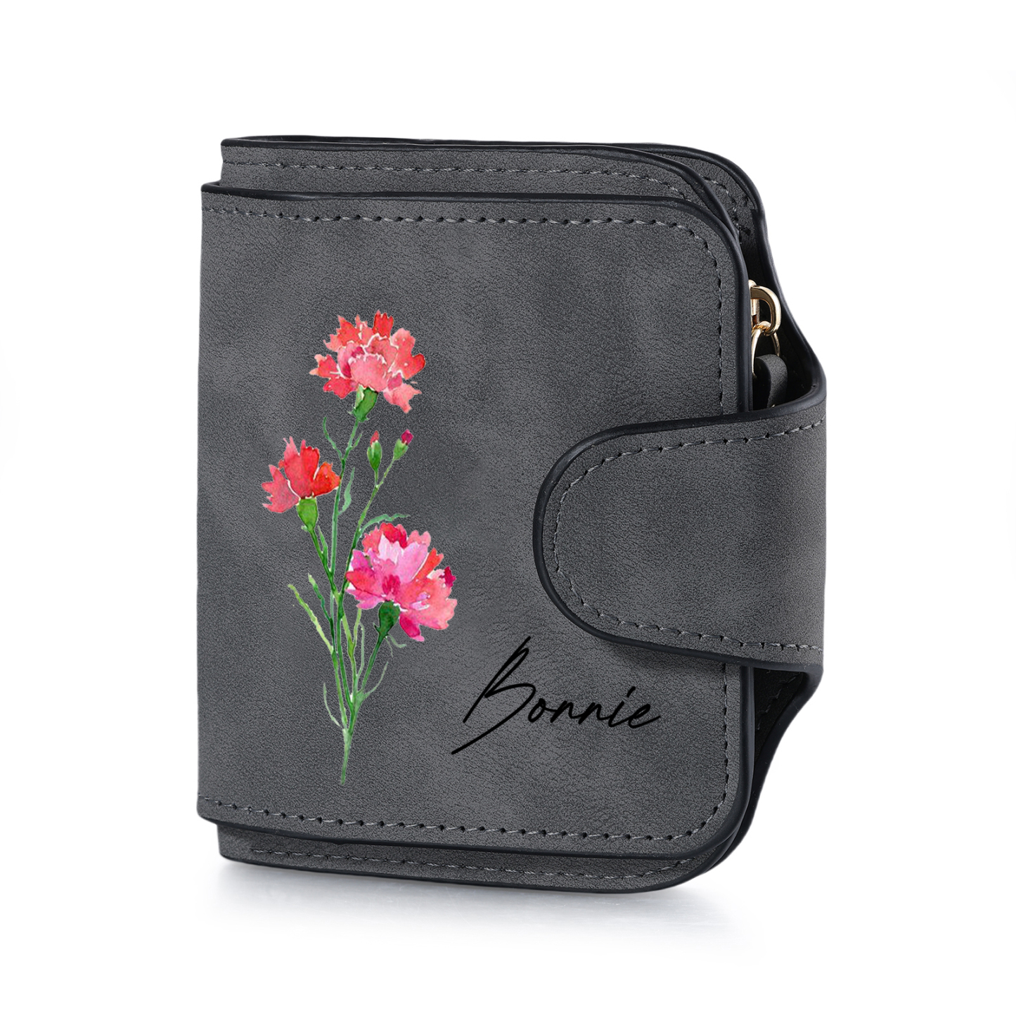 1 Name Personalised Birth Flower Women's Wallet - Custom Purse for Mum | Jessemade