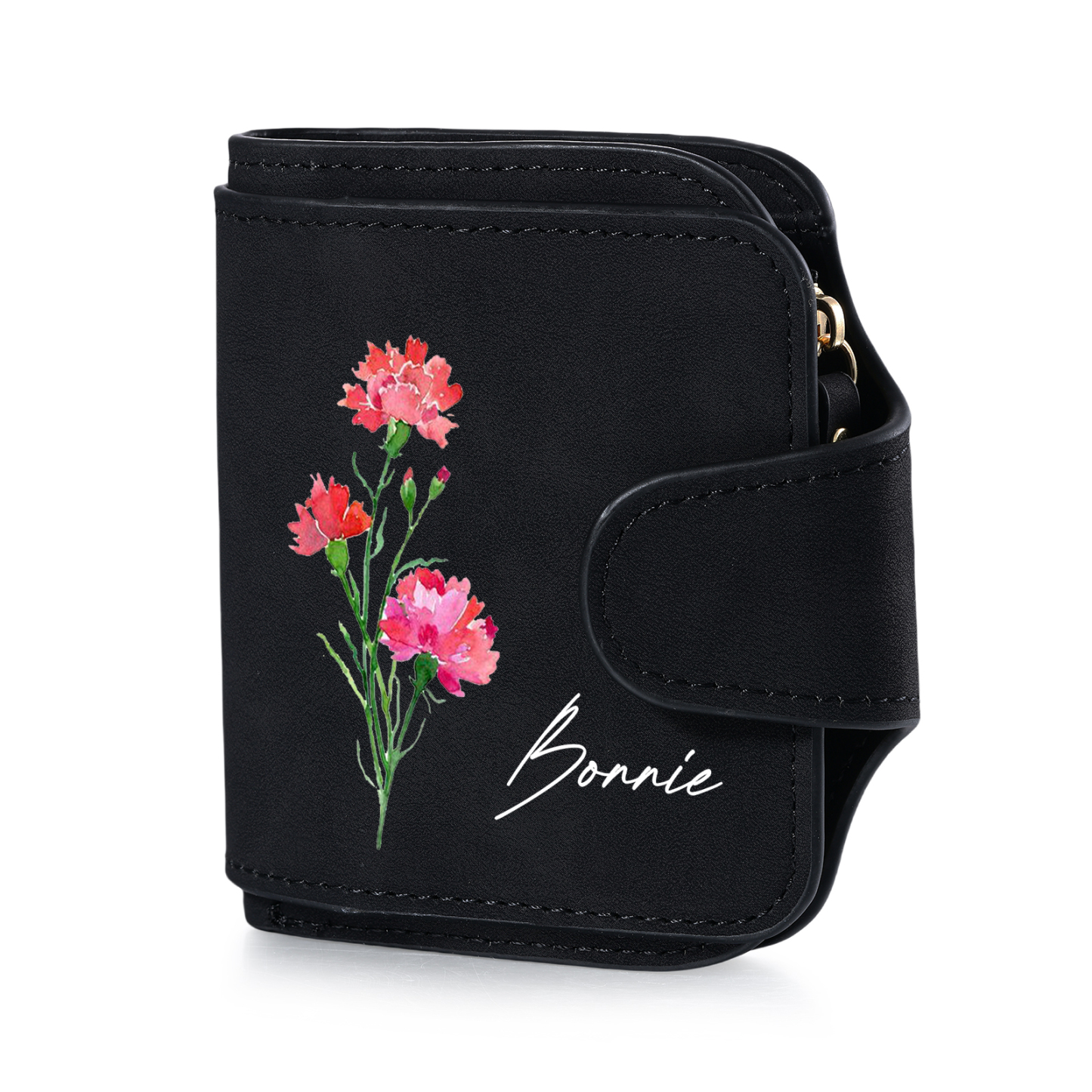 1 Name Personalised Birth Flower Women's Wallet - Custom Purse for Mum | Jessemade