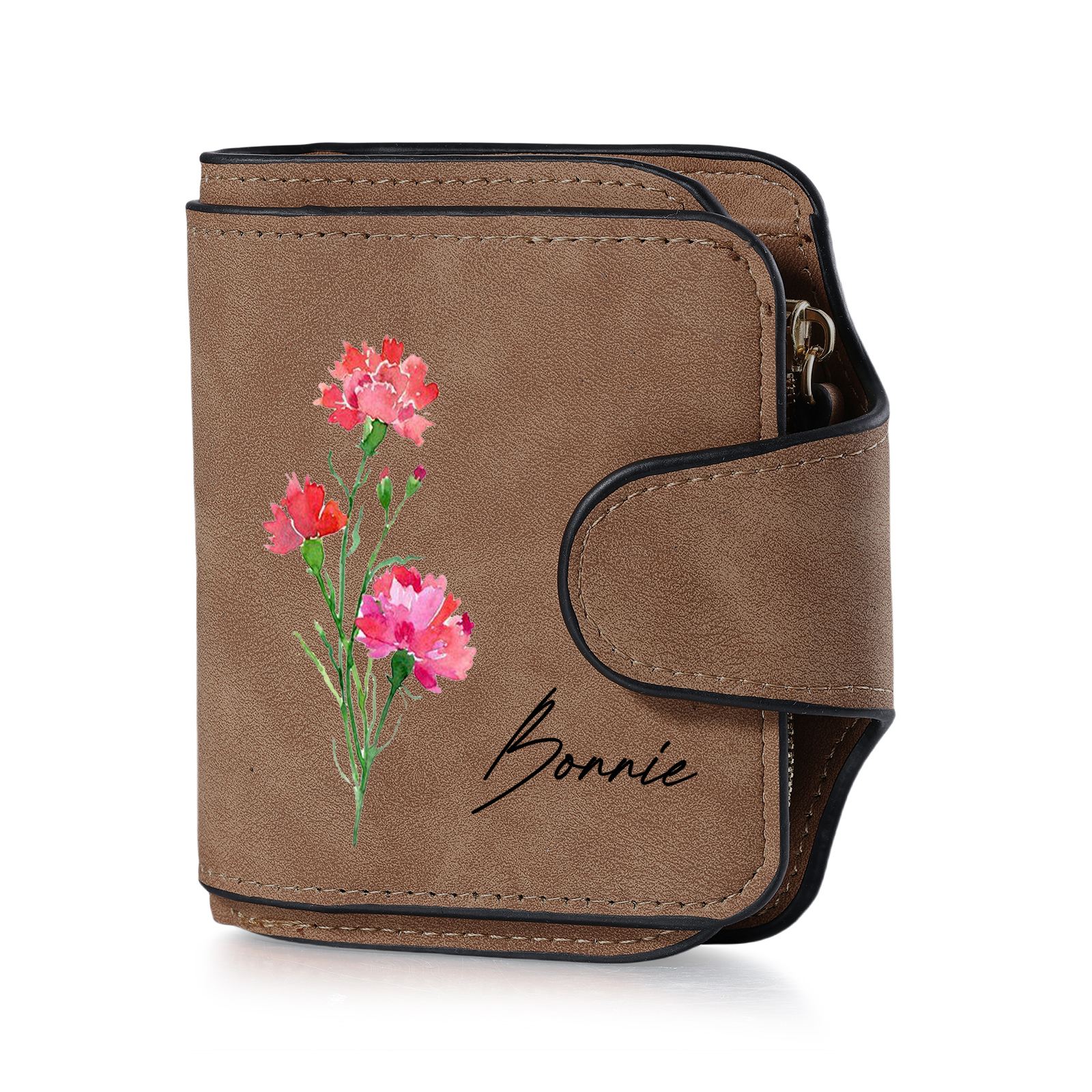 1 Name Personalised Birth Flower Women's Wallet - Custom Purse for Mum | Jessemade