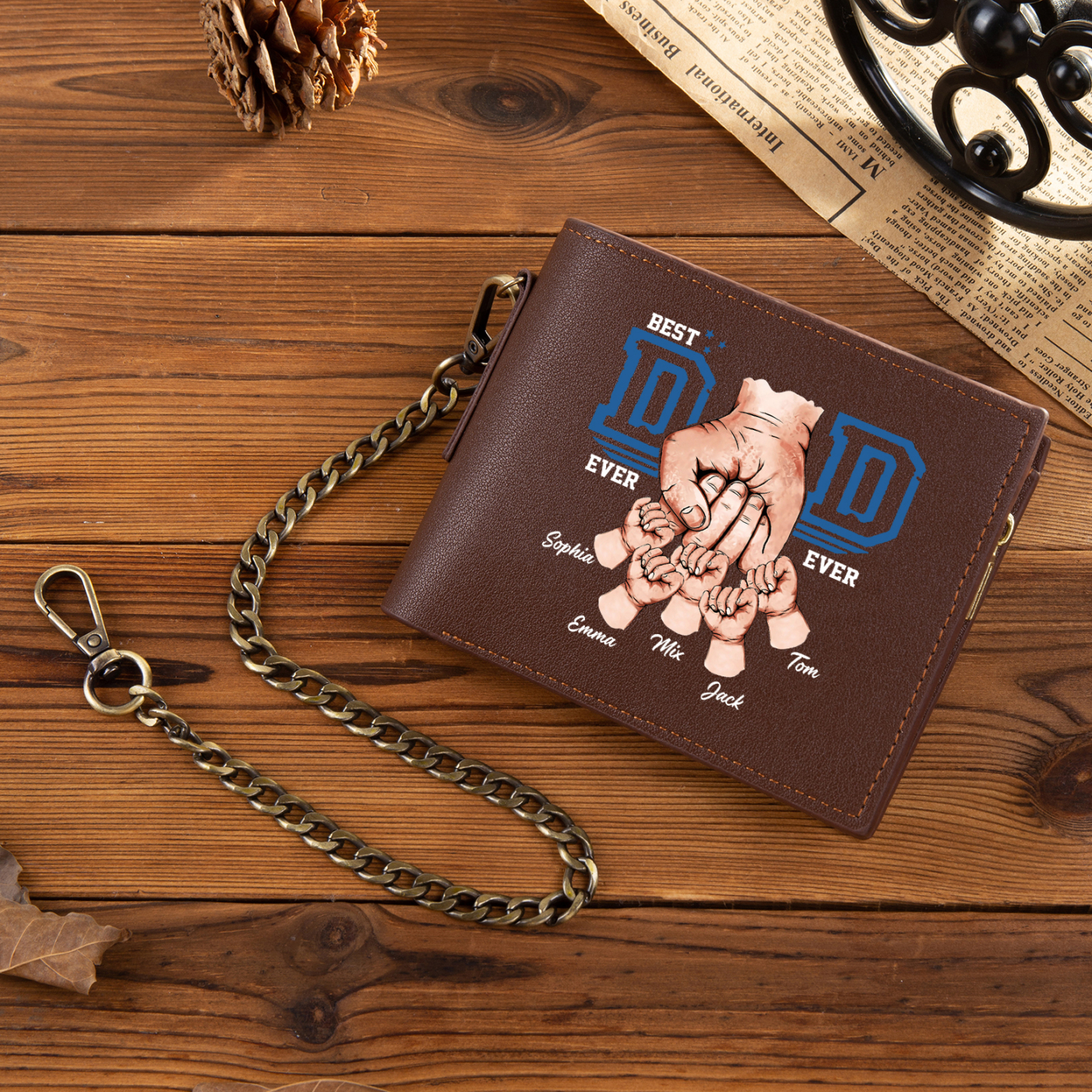 5 Name & 1 Photo Personalised Best Dad Wallet – Custom Father's Day Gift | Jessemade