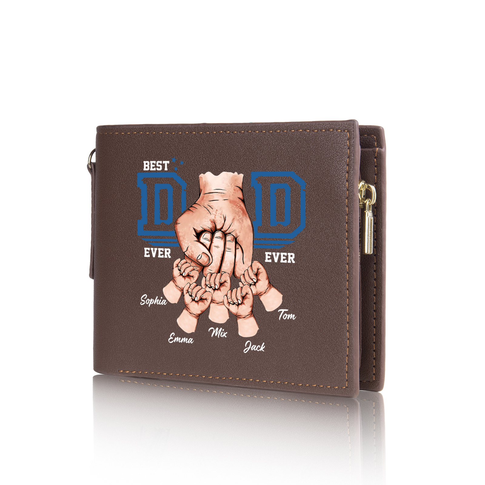 5 Name & 1 Photo Personalised Best Dad Wallet – Custom Father's Day Gift | Jessemade