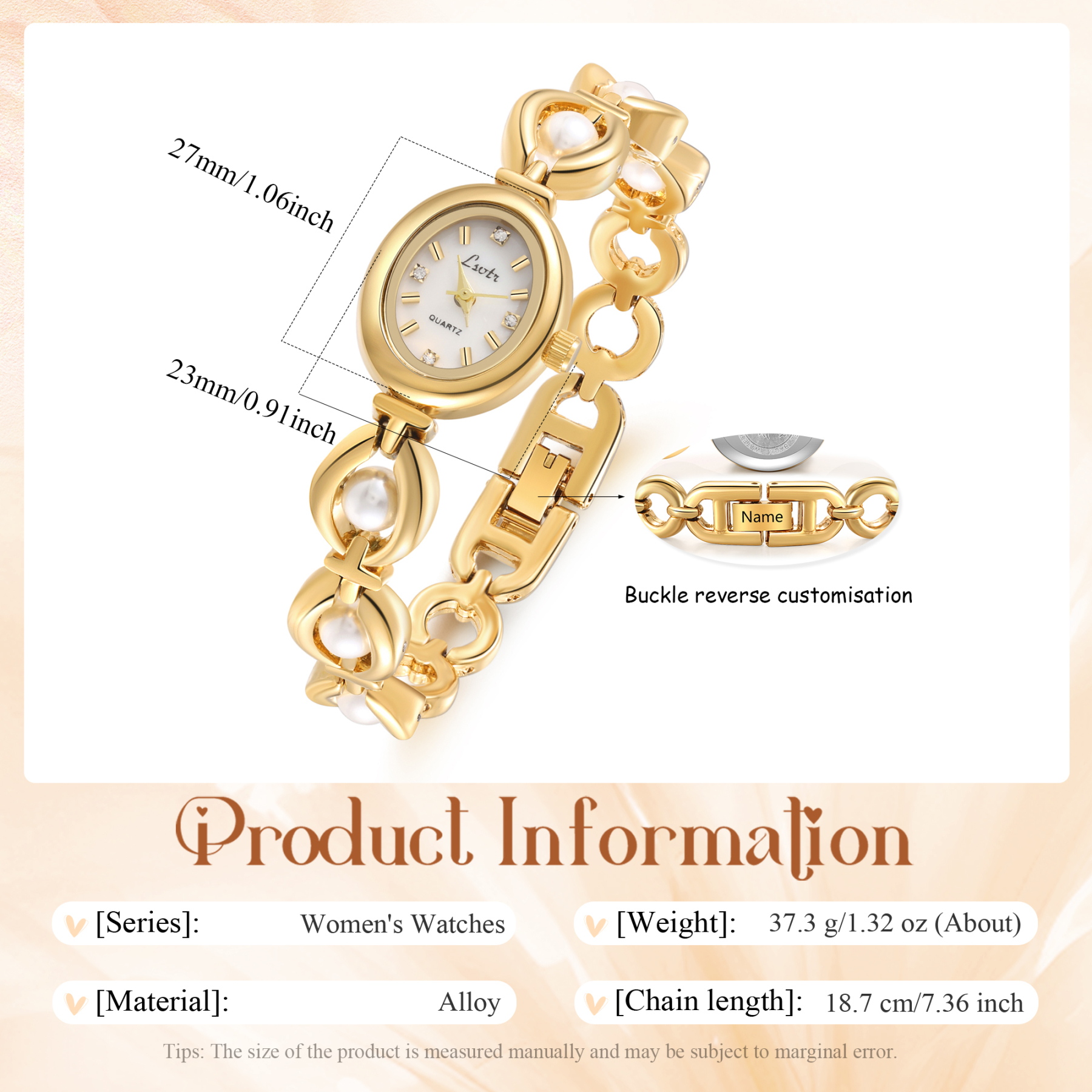 Personalized Women Watch Engraved 1 Name Gold for Her | Jessemade-Jessemade AU