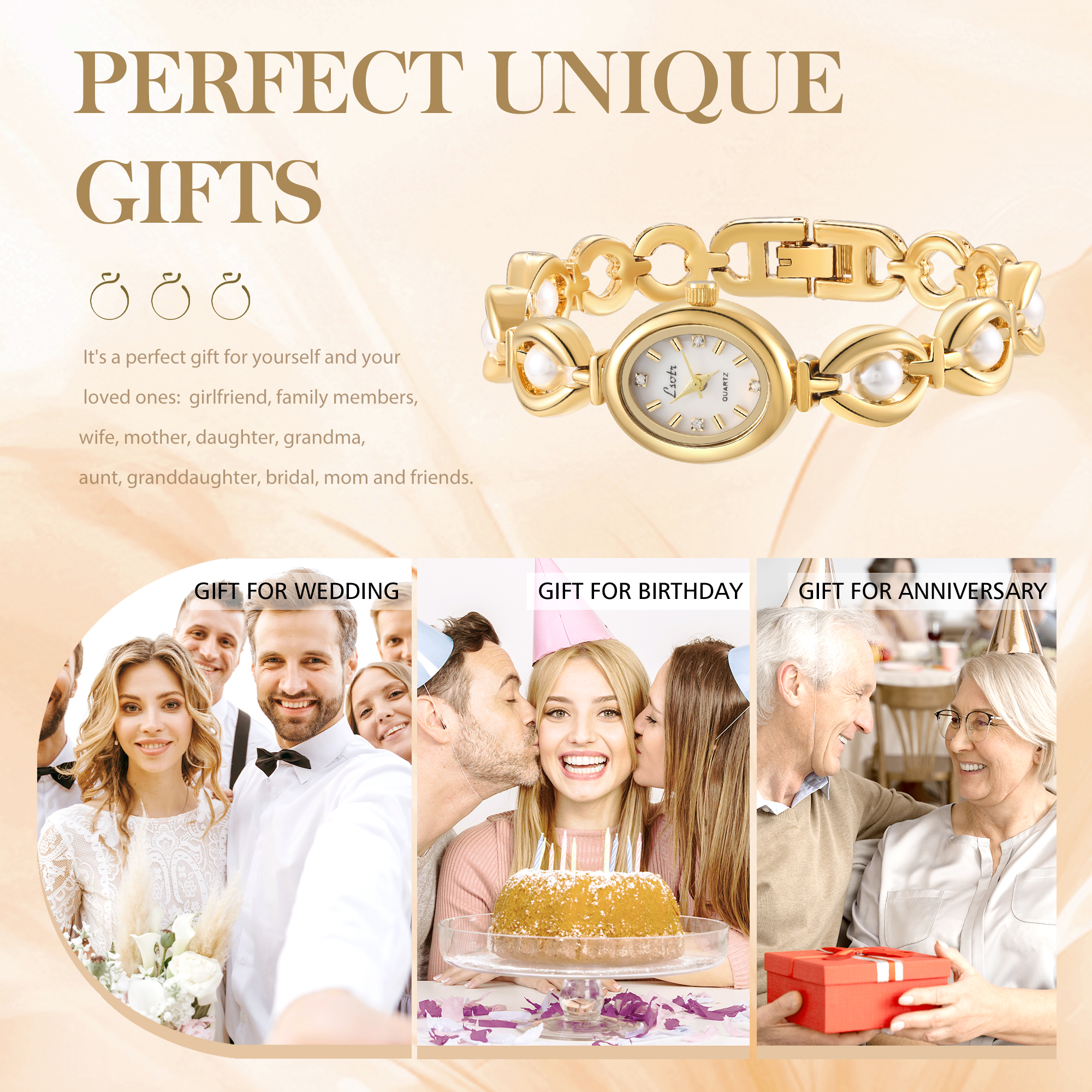 Personalized Women Watch Engraved 1 Name Gold for Her | Jessemade-Jessemade AU