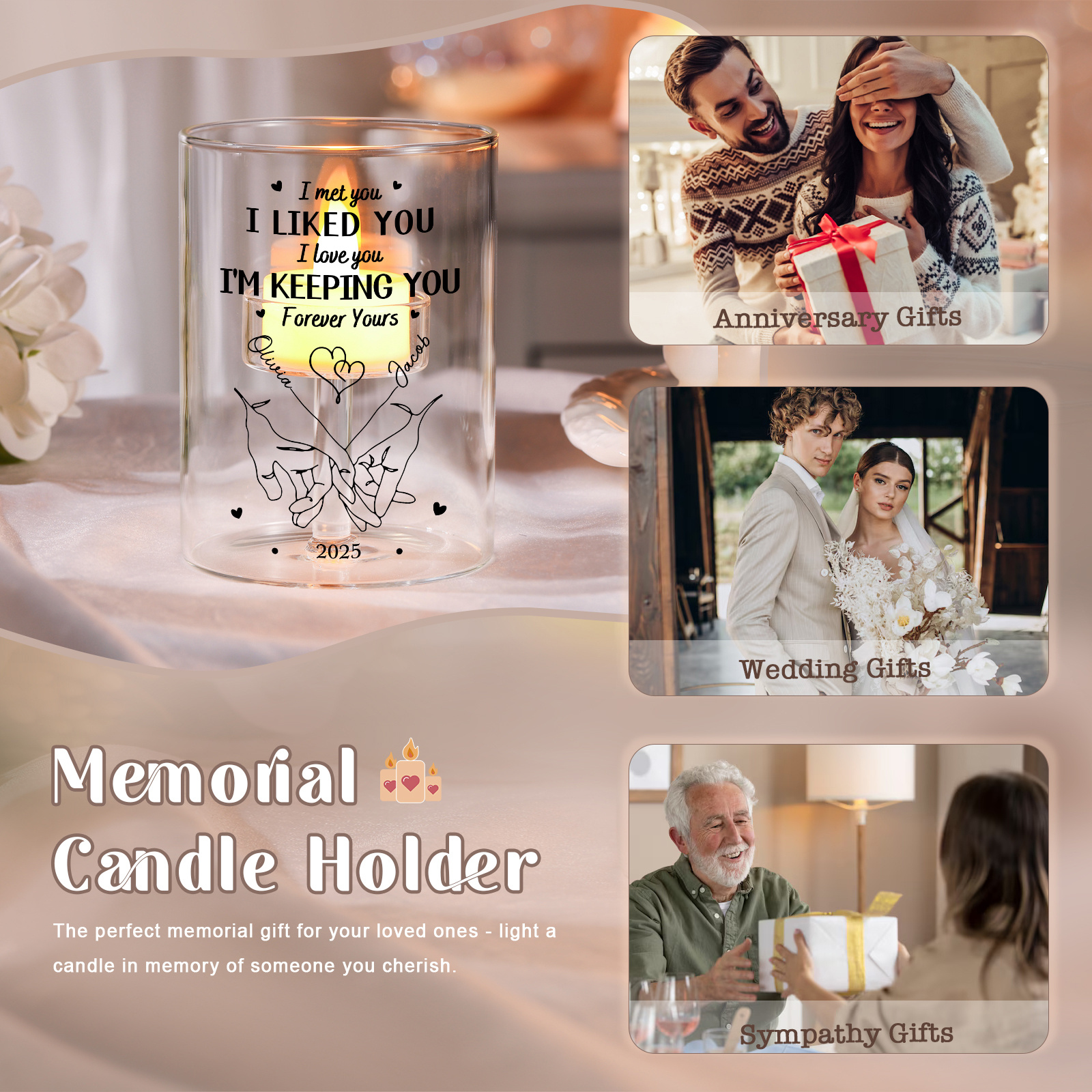 Personalised Pinky Promise Couple Candle Holder