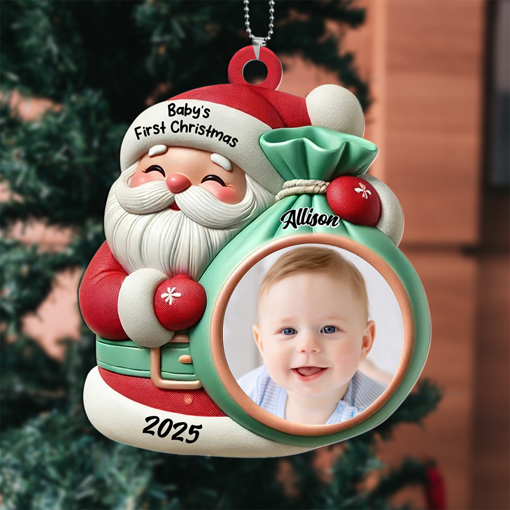 Christmas Tree Decoration - Santa Claus - Personalised Baby Photo