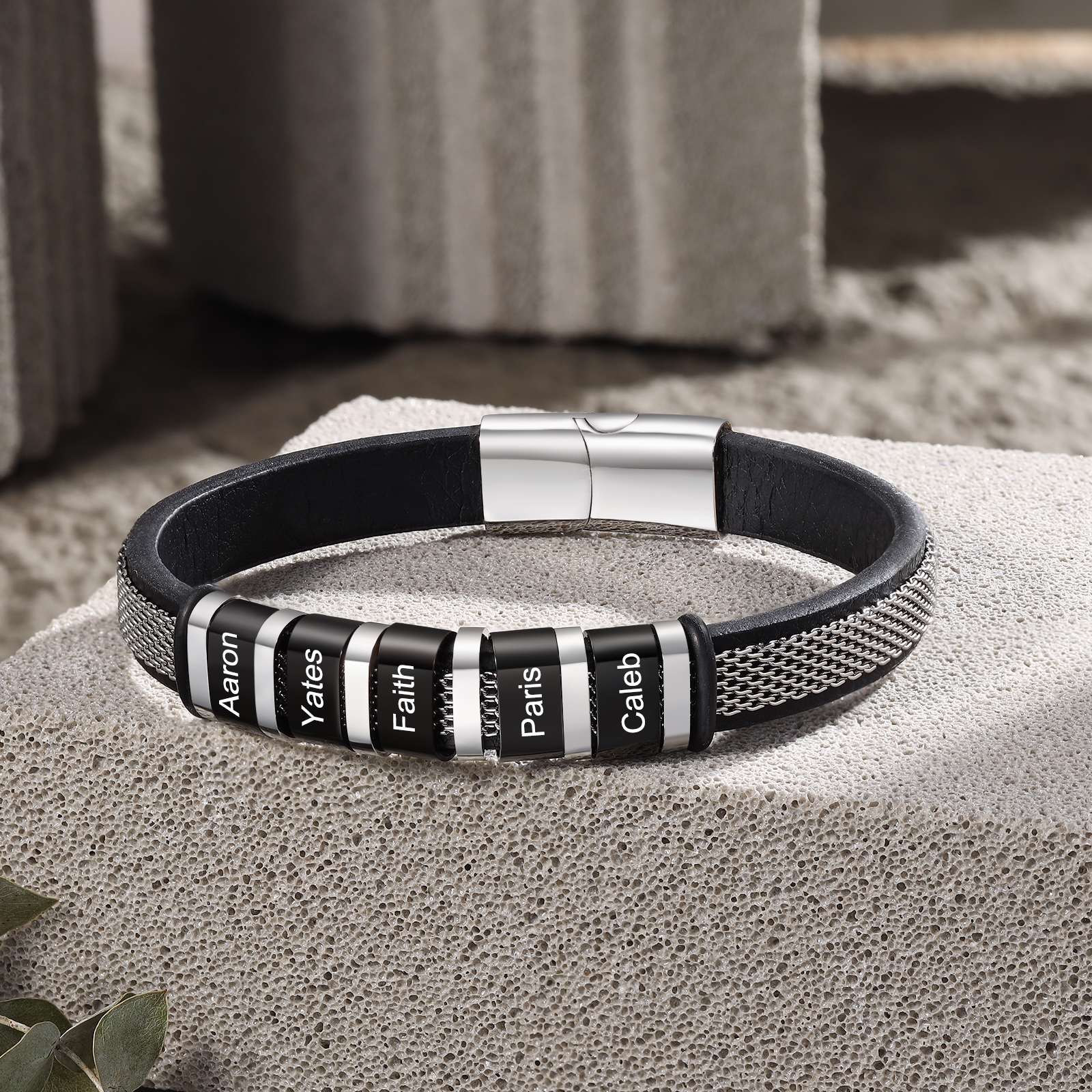 Personalised Men's Bracelet with 2-5 Names engraved Stainless Steel Bracelet Gift for Him | Jessemade