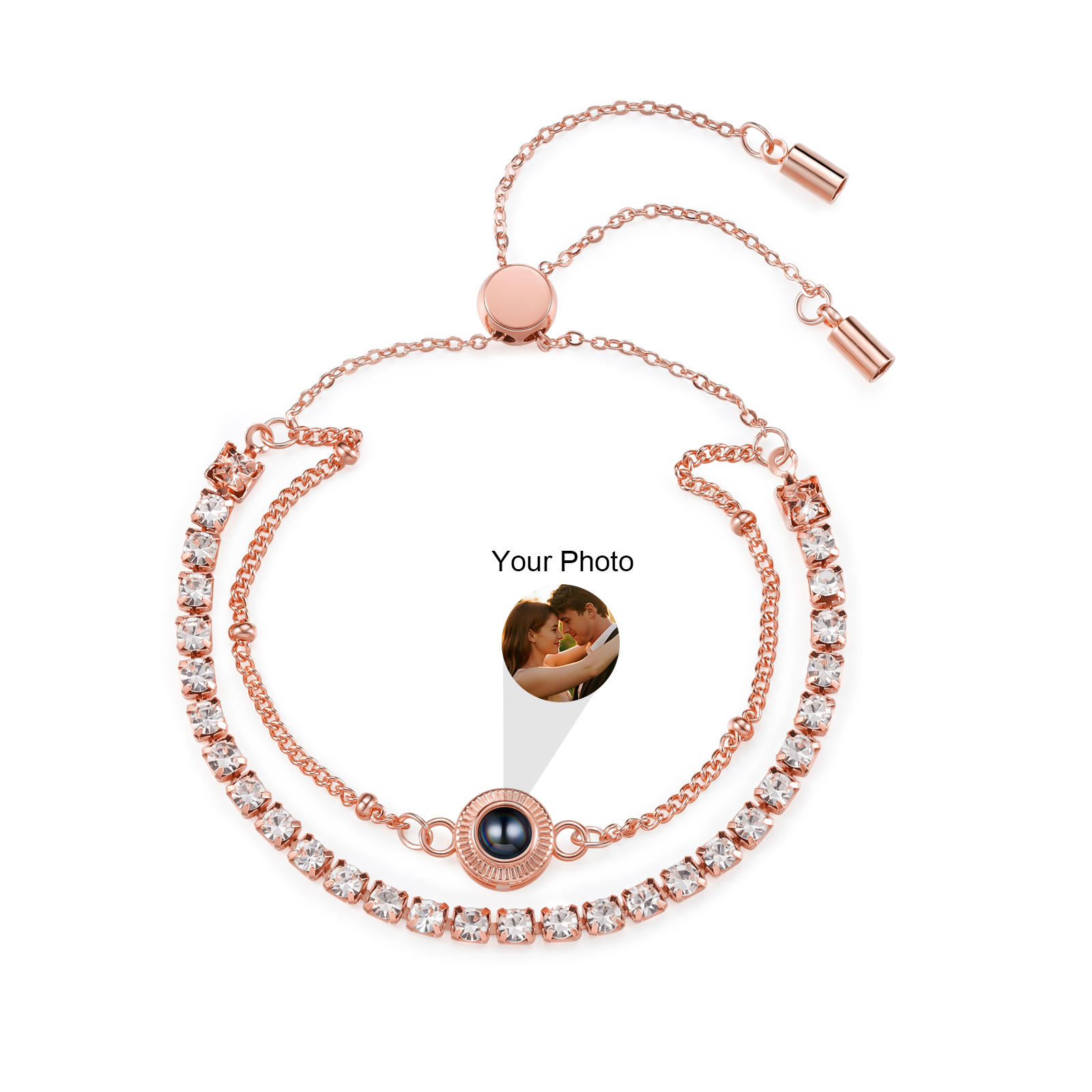 Personalised Photo Projection Double Layer Tennis Bracelet