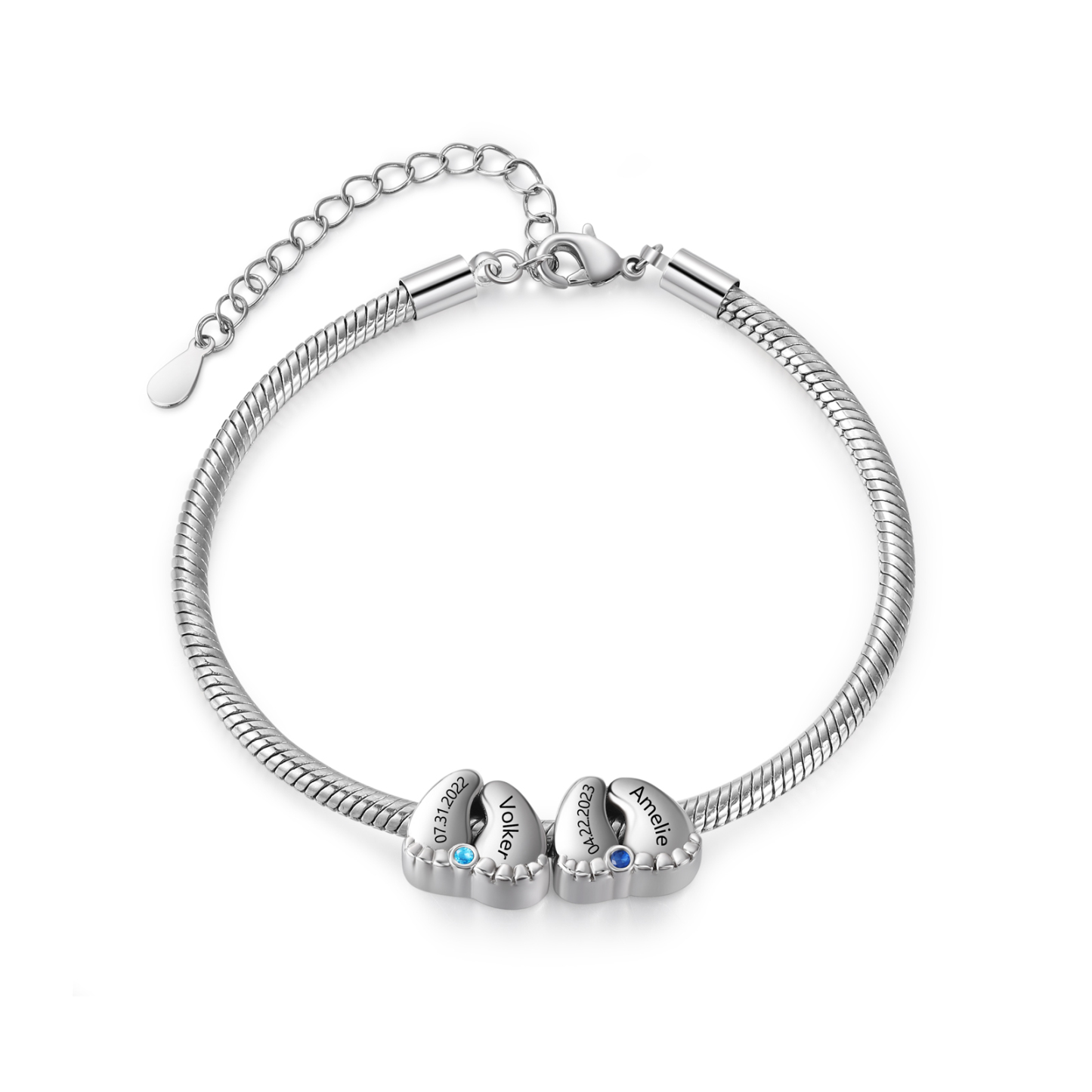 Personalised Birthstone Bracelet with Engraved Names & Dates | Jessemade