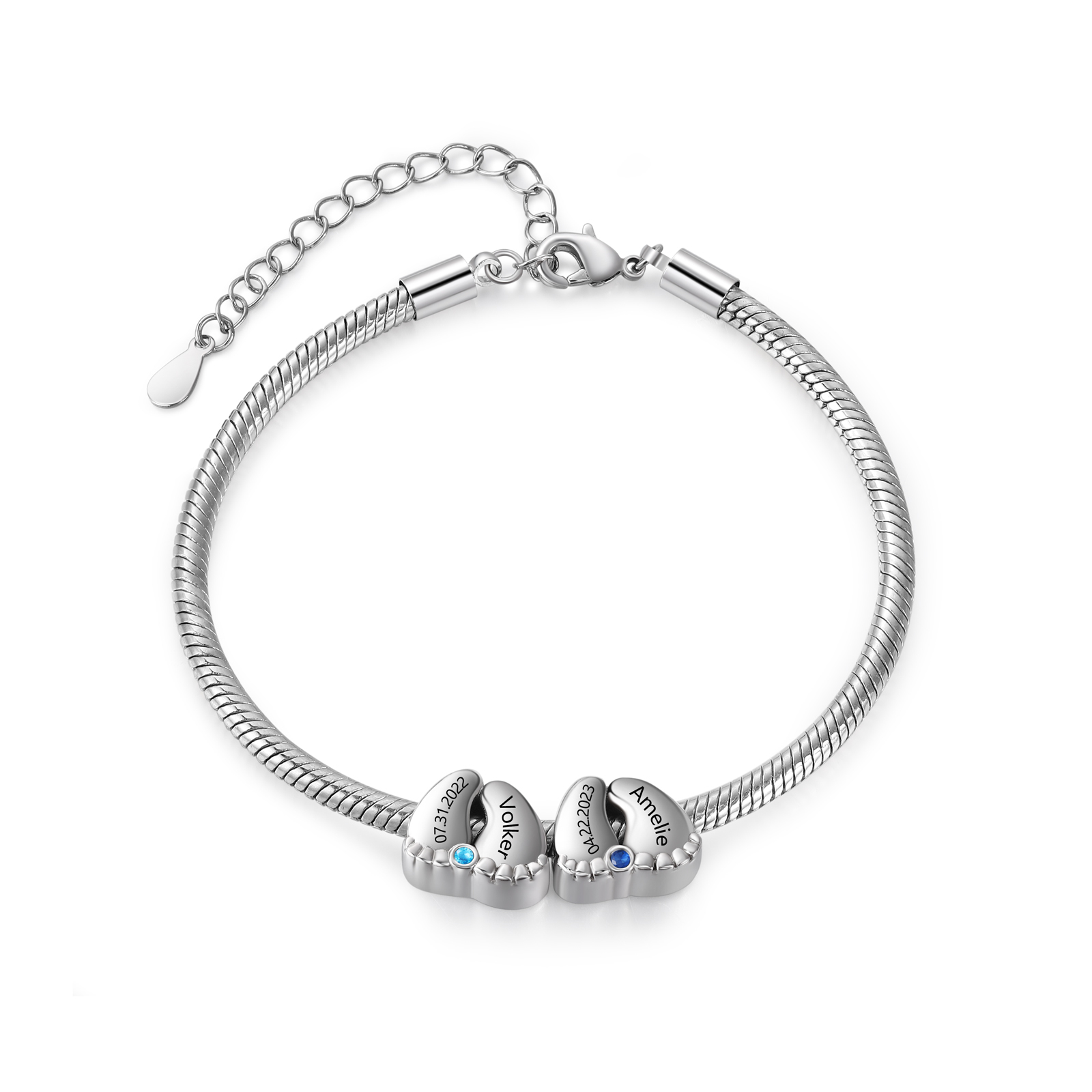 Personalised Birthstone Bracelet with Engraved Names & Dates | Jessemade