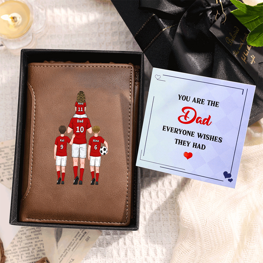 Personalised Football Family Leather Wallet for Dad