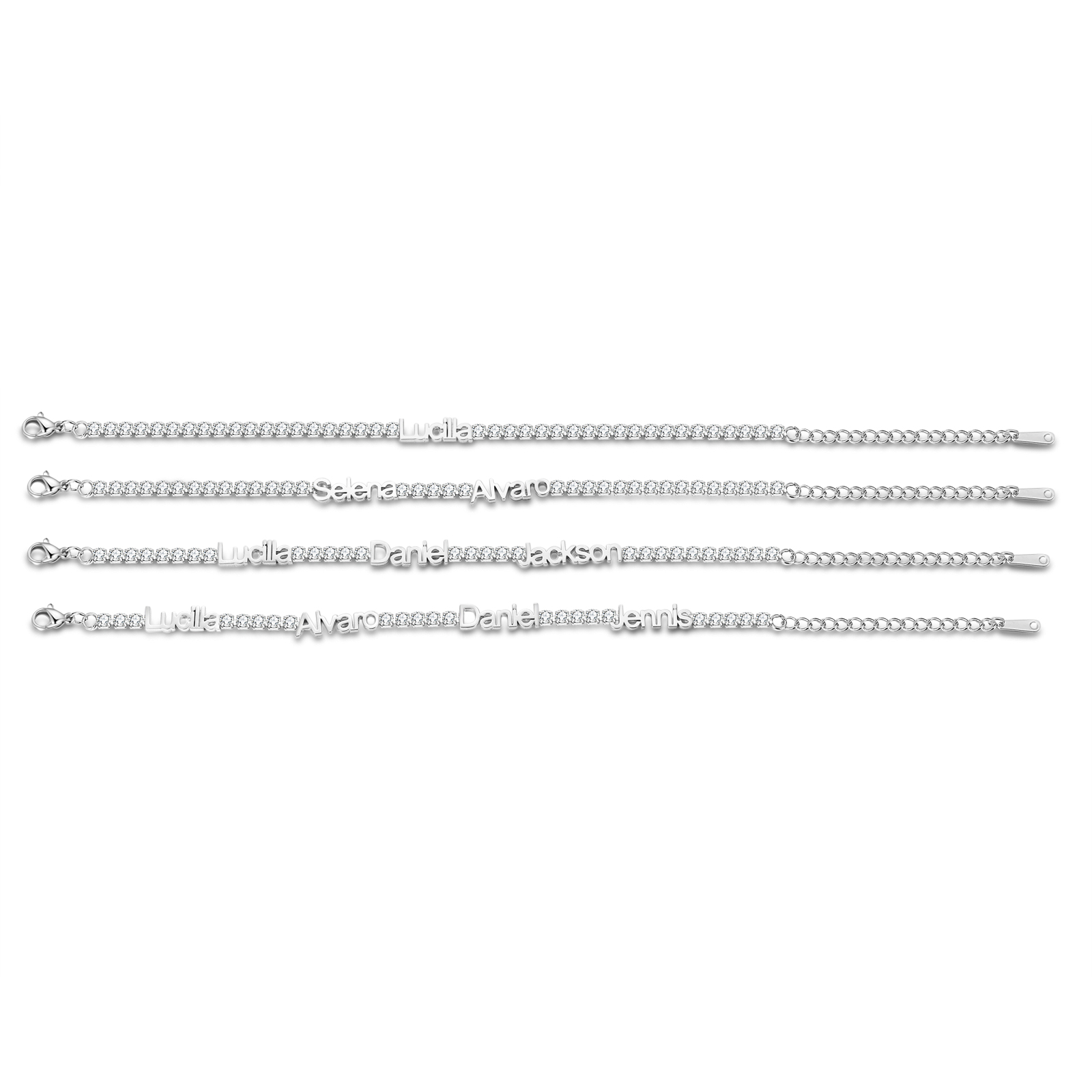 Personalised 1-4 Names Tennis Bracelet for Women