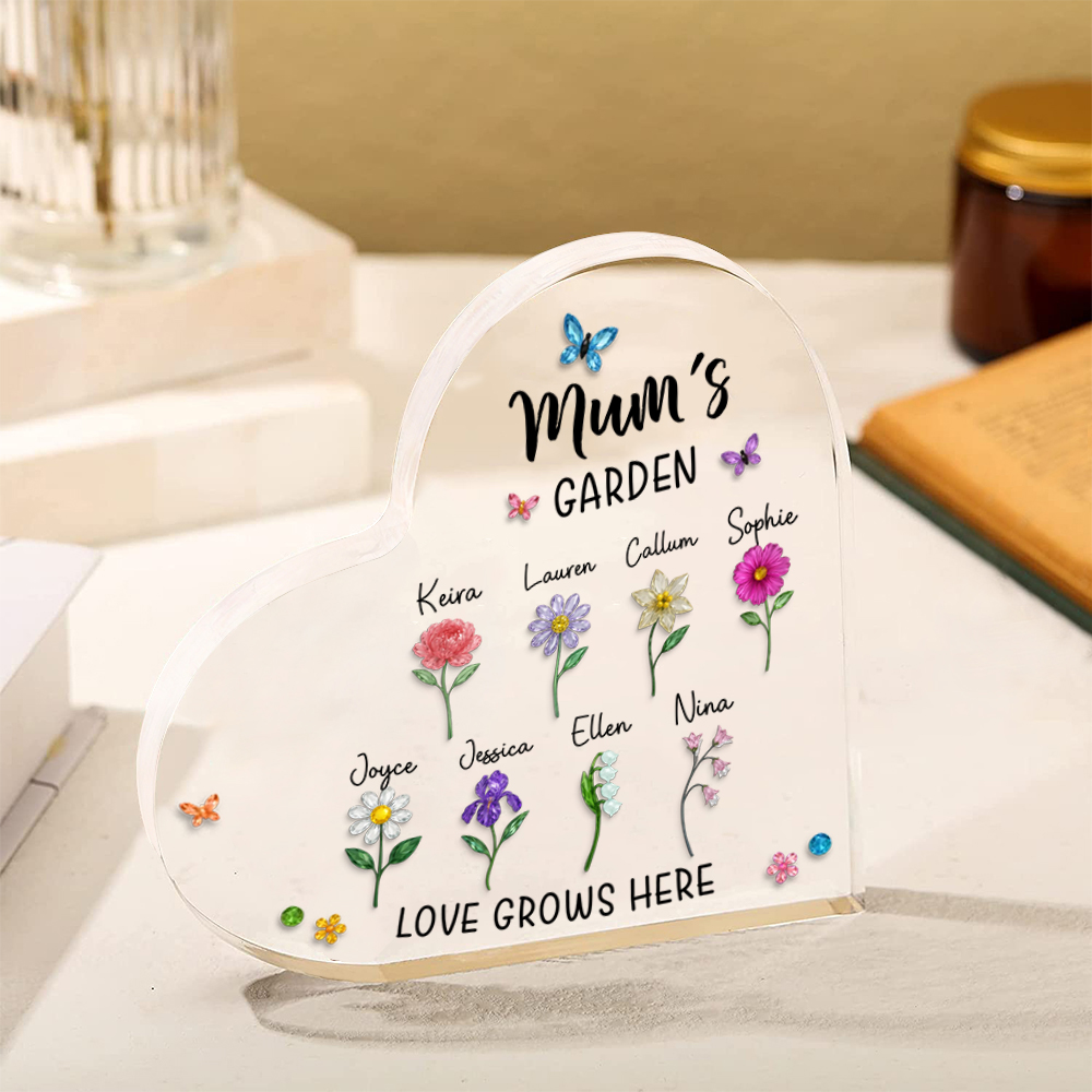 Personalised Acrylic Family Flowers Plaque for Mum Nanny