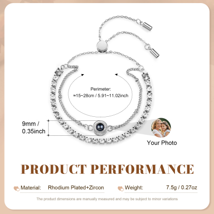 Personalised Photo Projection Double Layer Tennis Bracelet