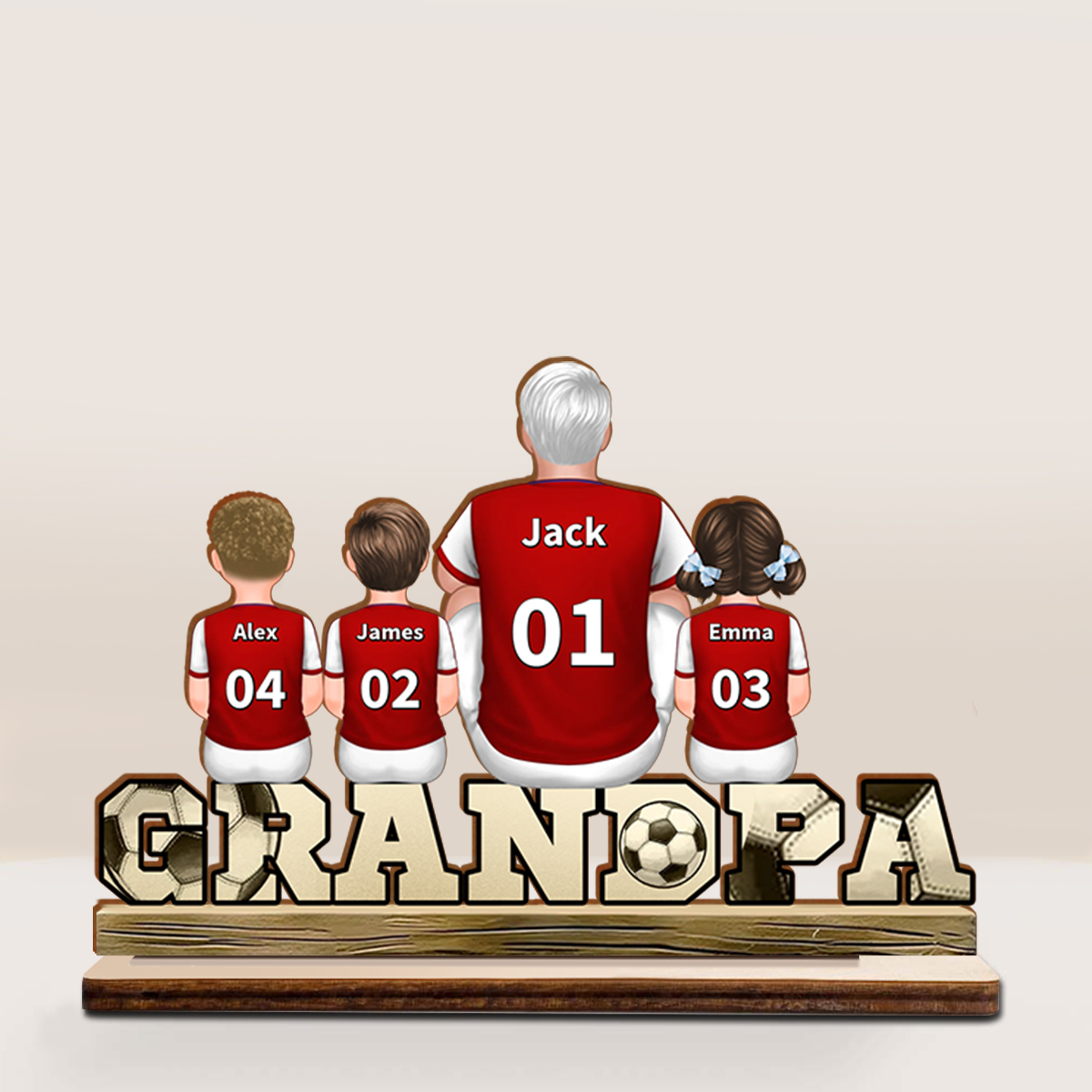 To my Grandpa - Personalised Wooden Football Decoration with 2-5 Names and Children | Grandfather’s Day Gifts | Jessemade
