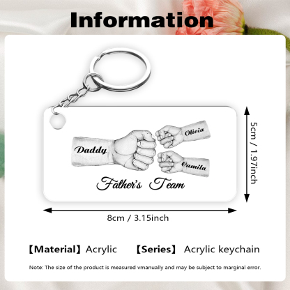 3 Names - Personalised Text & Name Acrylic Keychain Fist Bump Fathers Day Gifts for Dad/Grandpa-Jessemade AU