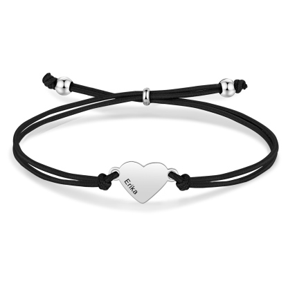 2 Pcs Heart Bracelet Set Custom 2 Names Adjustable Bracelets Back to School Gifts for Daughter Granddaughter-Jessemade AU