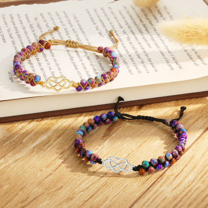 To My Granddaughter Infinity Heart Bracelet with Message Card Adjustable Bracelet Gift for Her - Never Forget How Much I Love You