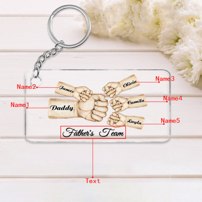 5 Names - Personalised Text & Name Acrylic Keychain Fist Bump Fathers Day Gifts for Dad/Grandpa-Jessemade AU