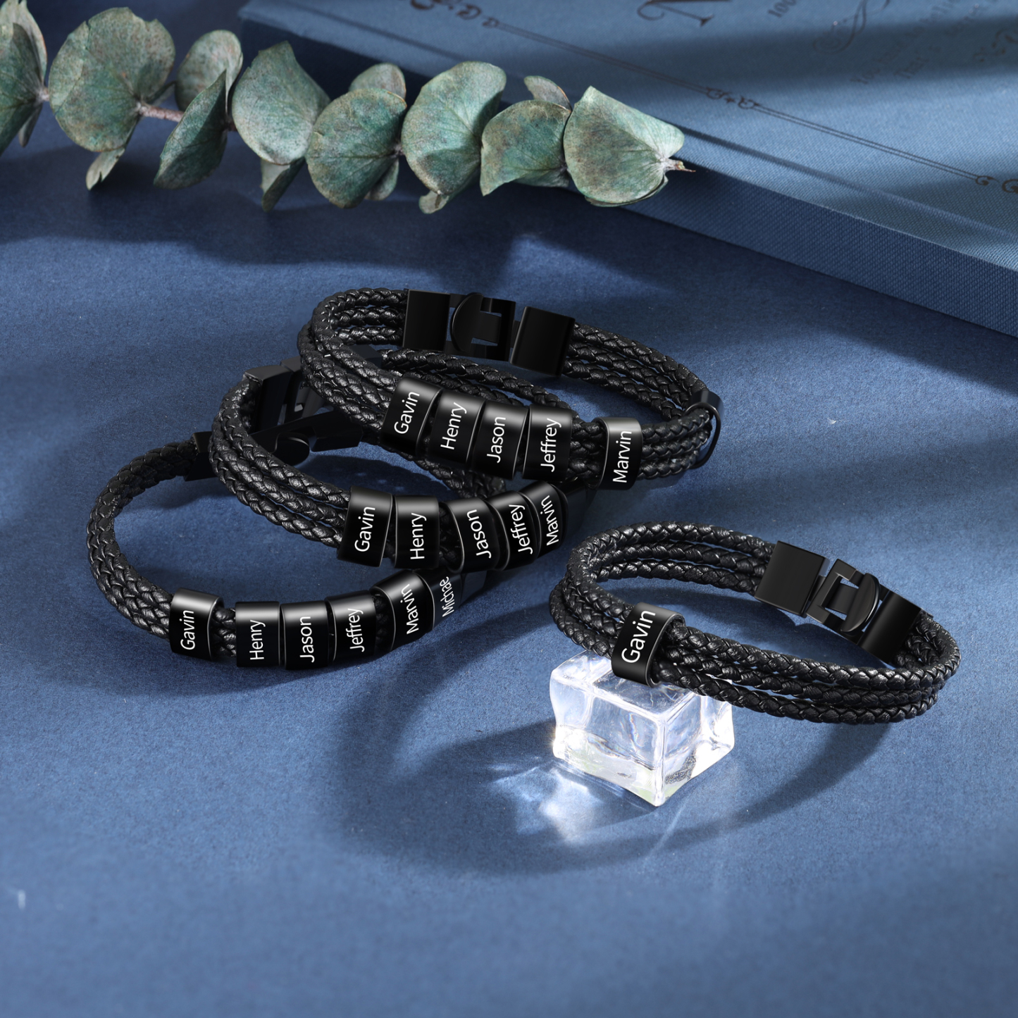 Personalised Family Necklace and Leather Bracelet Set with Birthstones Christmas Gift for Loved Ones-Jessemade AU