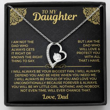 To My Daughter Heart Necklace Dad to Daughter Necklace Birthday Gift for Her - I Will Always Be Proud Of You