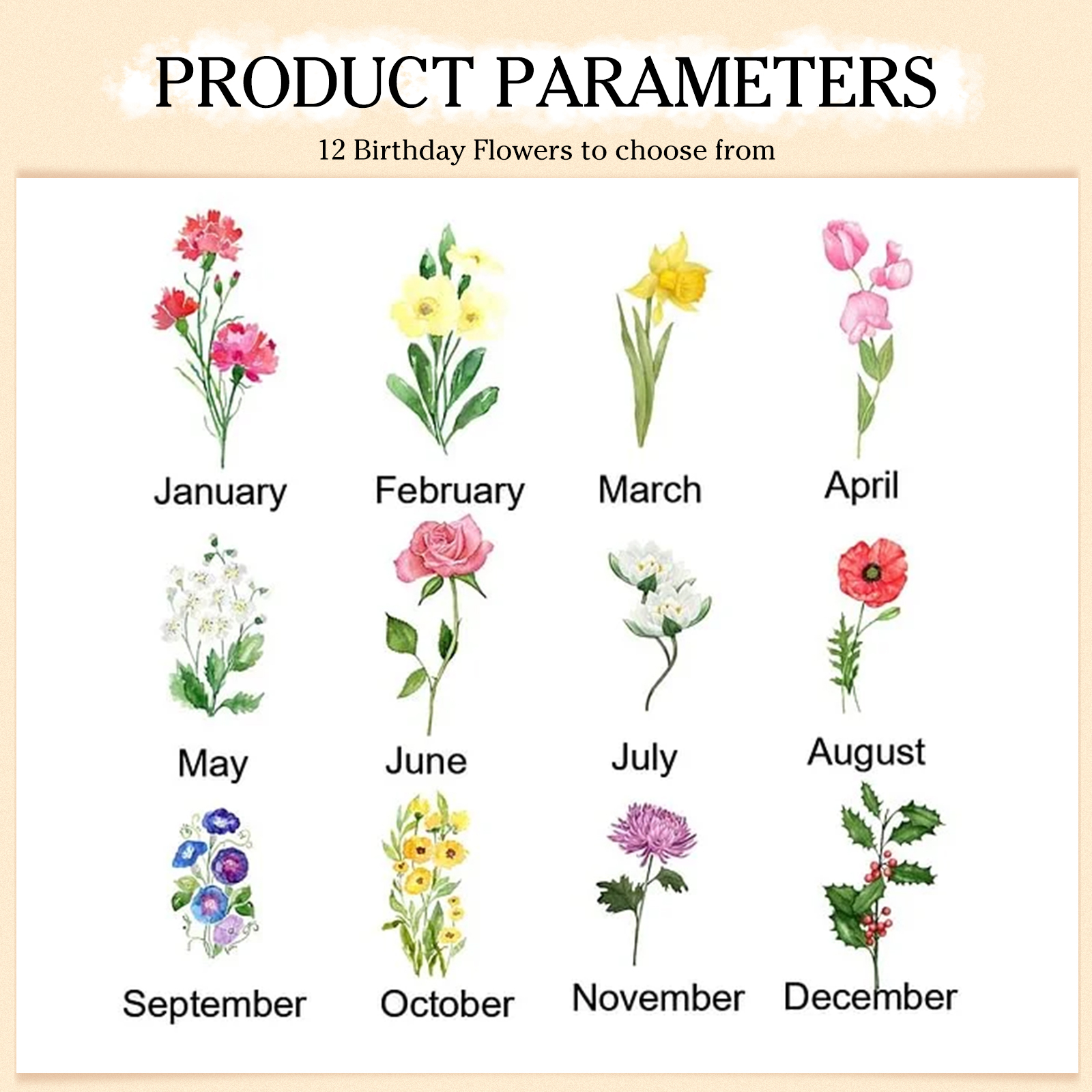 Personalised Women Wallet Gift Set 1 Name & Birthflower Wallet 1-5 Dolls Keychain Gift Box Set Christmas Gifts