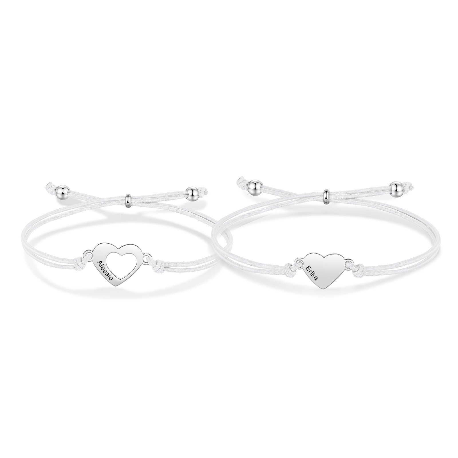 2 Pcs Heart Bracelet Set Custom 2 Names Adjustable Bracelets Back to School Gift for Daughter Granddaughter-Jessemade AU