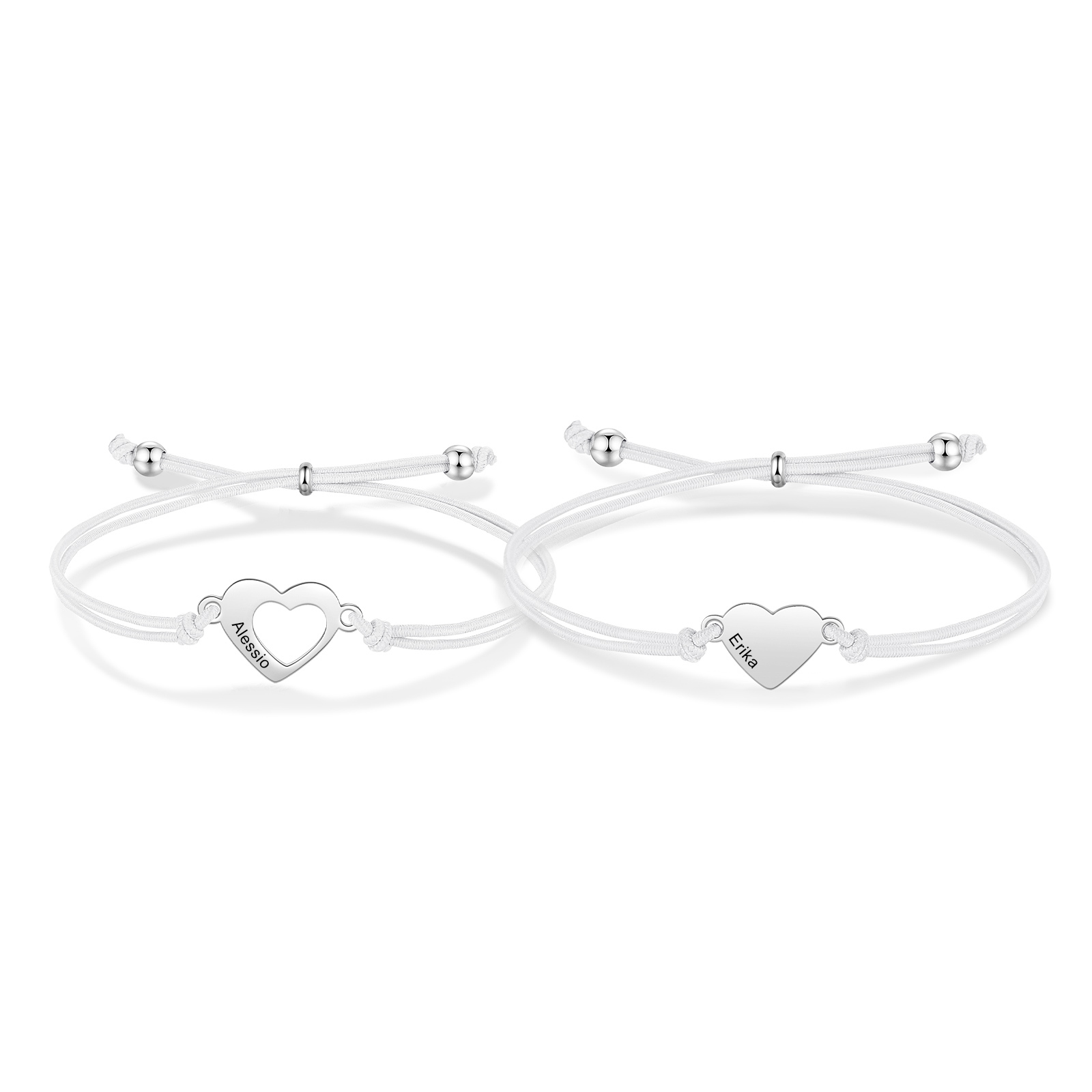 2 Pcs Heart Bracelet Set Custom 2 Names Adjustable Bracelets Back to School Gift for Daughter Granddaughter-Jessemade AU