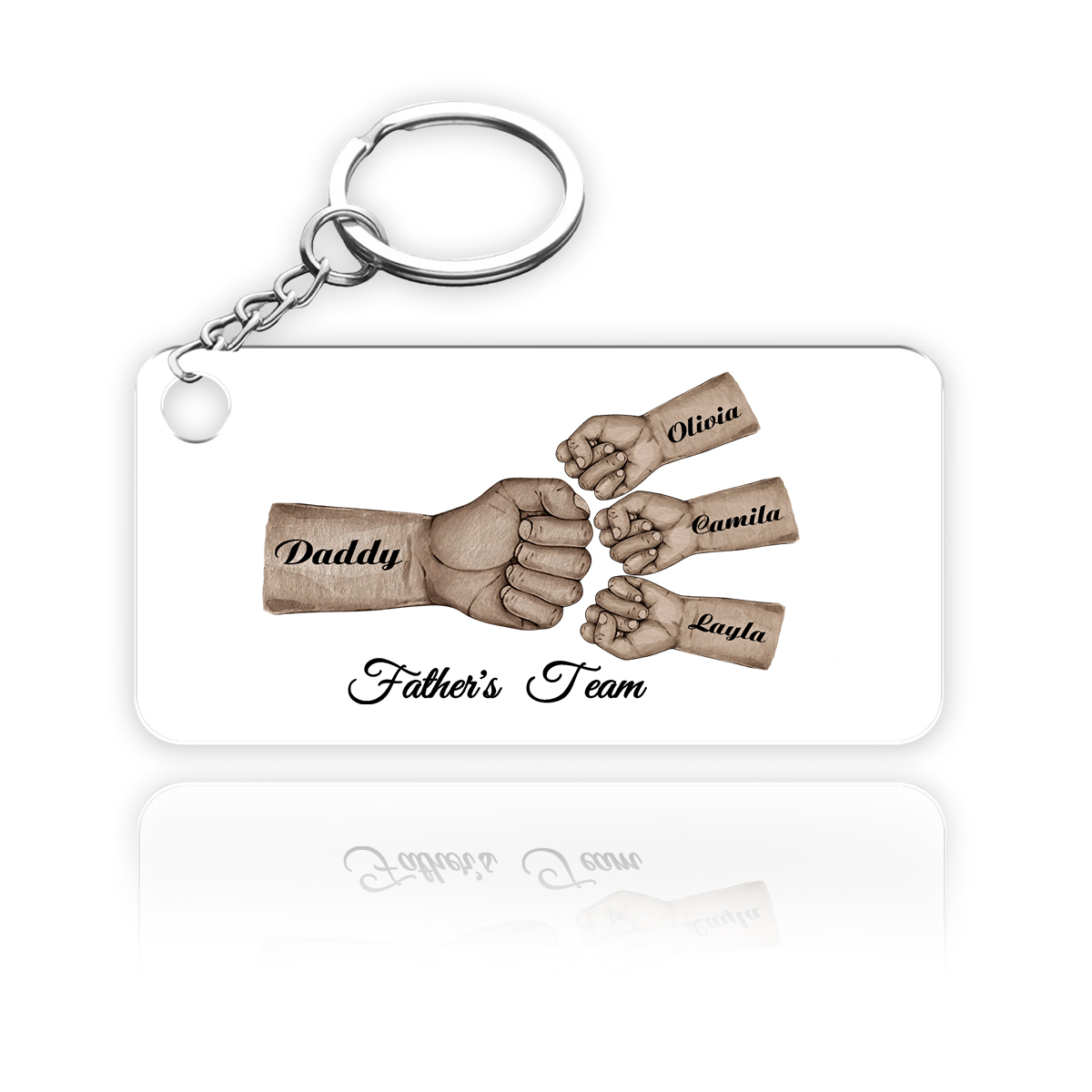 4 Names - Personalised Text & Name Acrylic Keychain Fist Bump Fathers Day Gifts for Dad/Grandpa-Jessemade AU