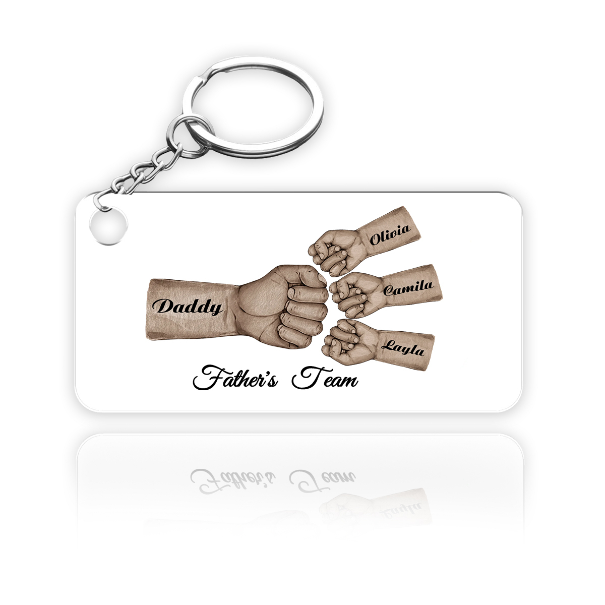 4 Names - Personalised Text & Name Acrylic Keychain Fist Bump Fathers Day Gifts for Dad/Grandpa-Jessemade AU