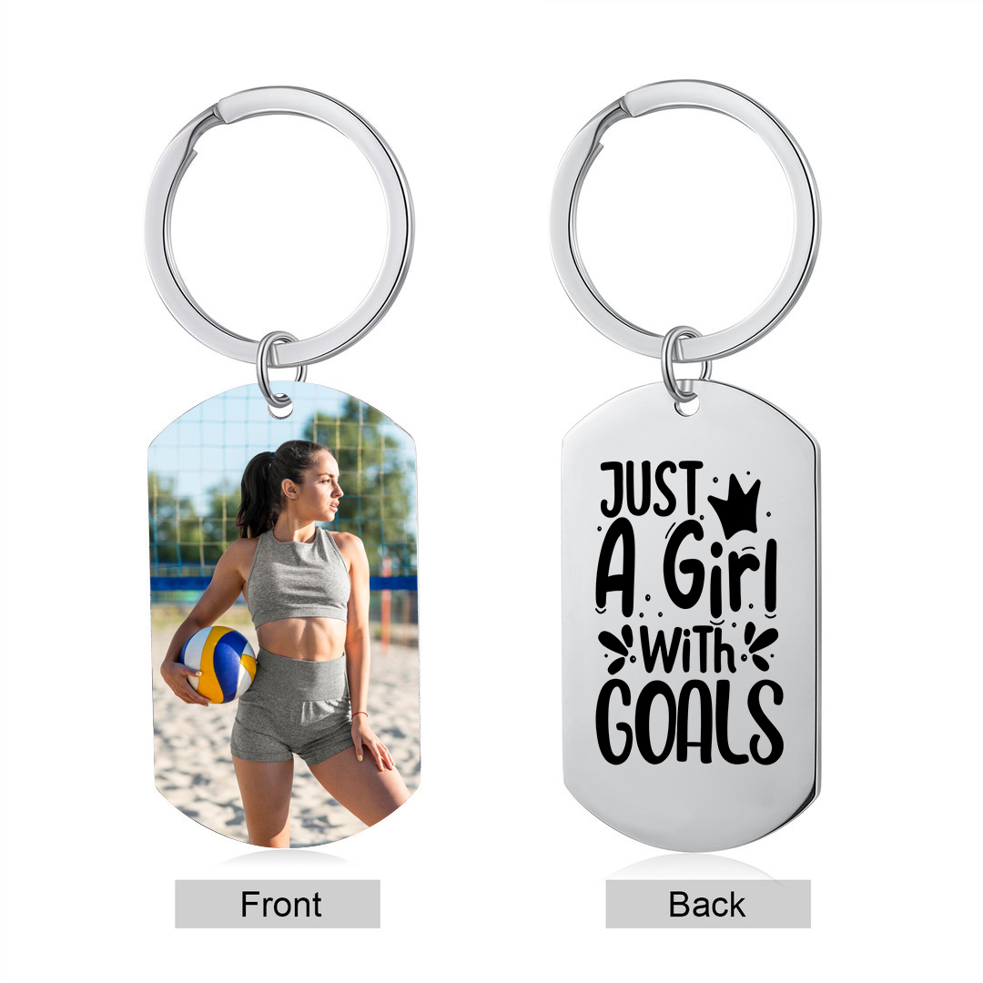 Personalised Photo Keychain Custom Stainless Steel Keychain Gift for Her - Just A Girl With Goals-Jessemade AU