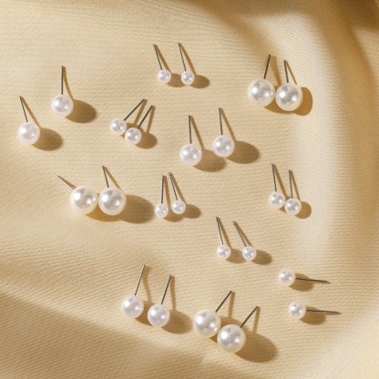 12-Pair Pearl Stud Earrings Set Christmas Gift for Family-Jessemade AU