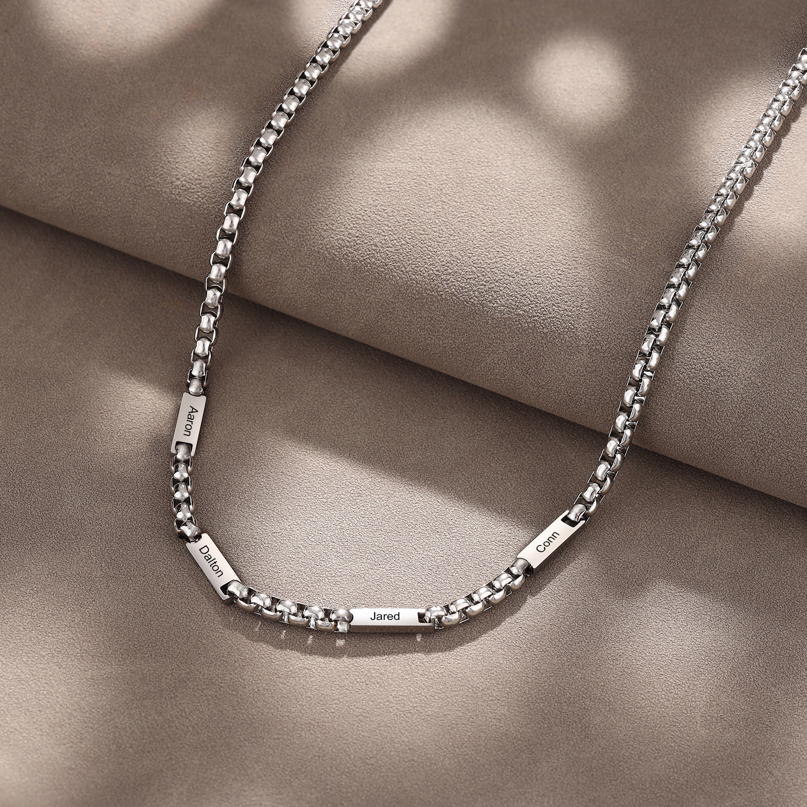 Personalized 4 Names Cuban Link Chain Necklace Stainless Steel Men Necklace