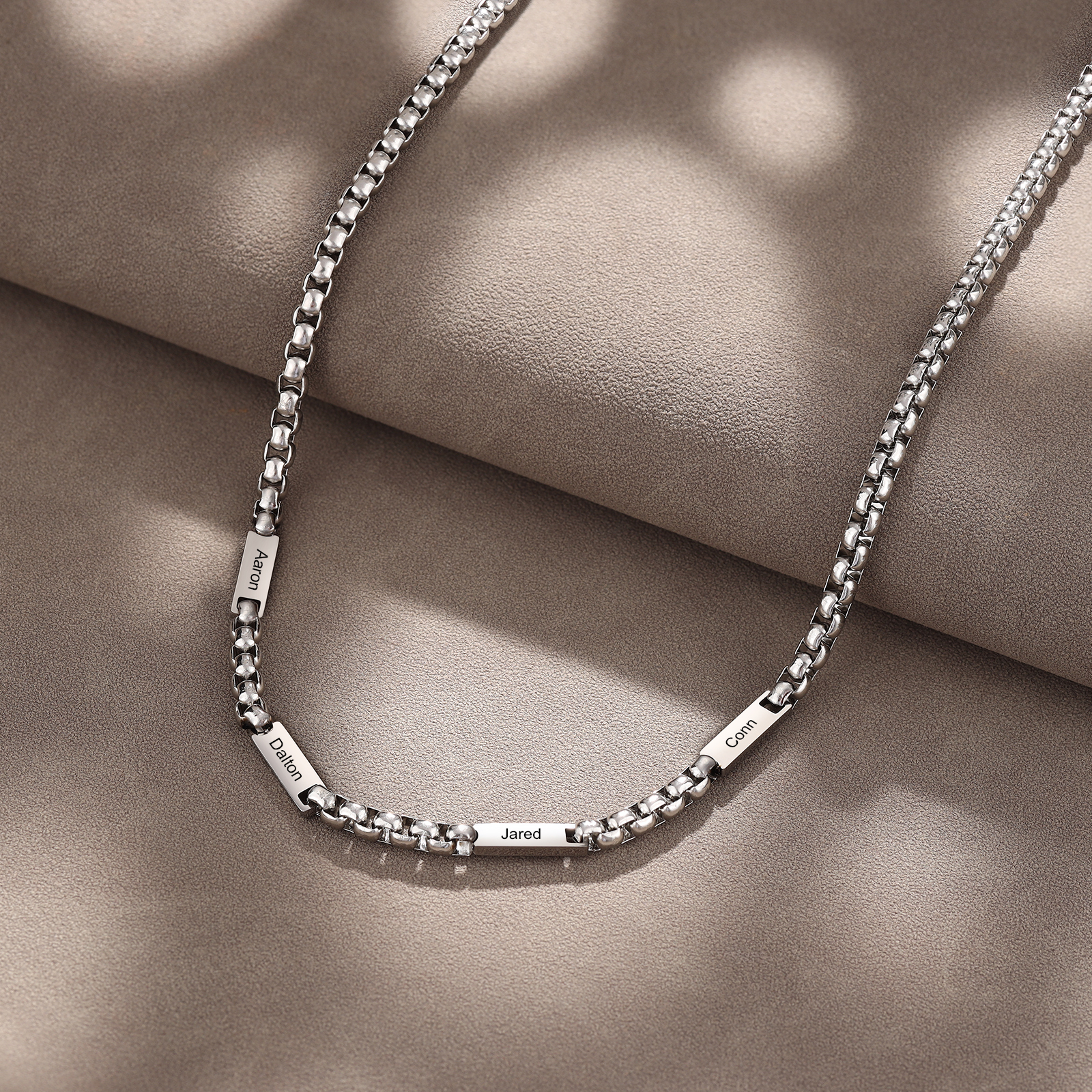 Personalized 4 Names Cuban Link Chain Necklace Stainless Steel Men Necklace