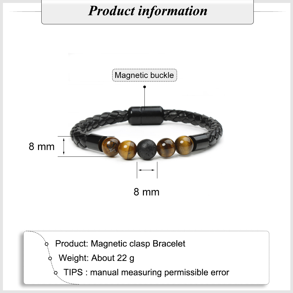 Tiger Eye Black Onyx Beaded Bracelet Men-Jessemade AU