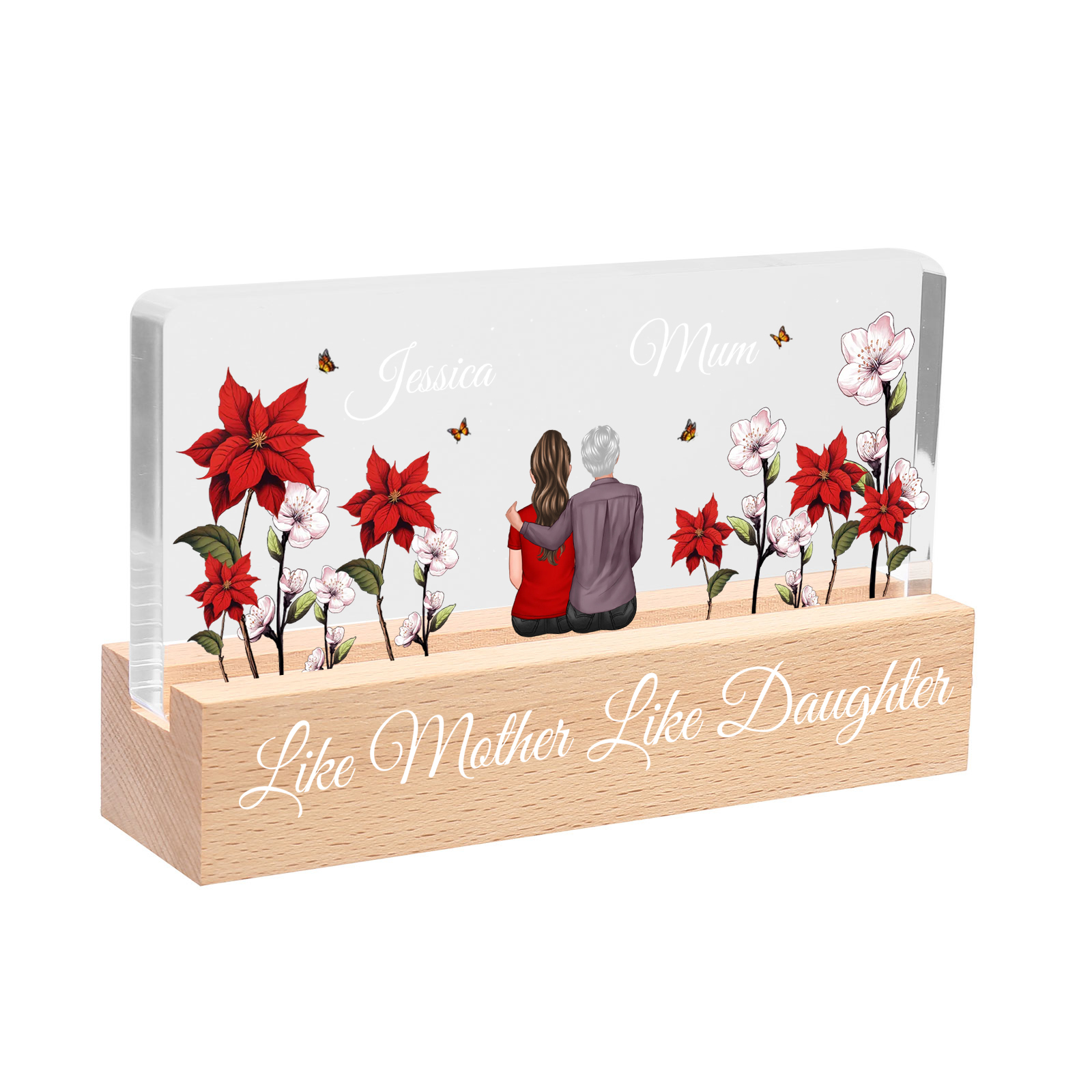 Personalised LED Night Light Custom 2 Names a& Text Custom Like Mother Like Daughter Gift | Jessemade 