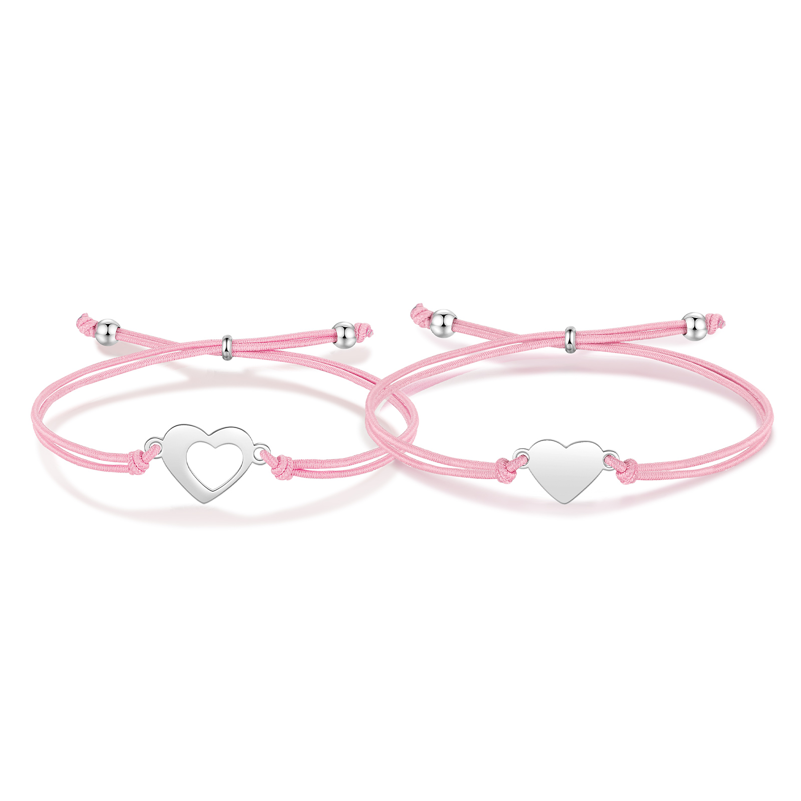 2 Pcs Heart Bracelet Set Custom 2 Names Adjustable Bracelets Back to School Gift for Daughter Granddaughter-Jessemade AU