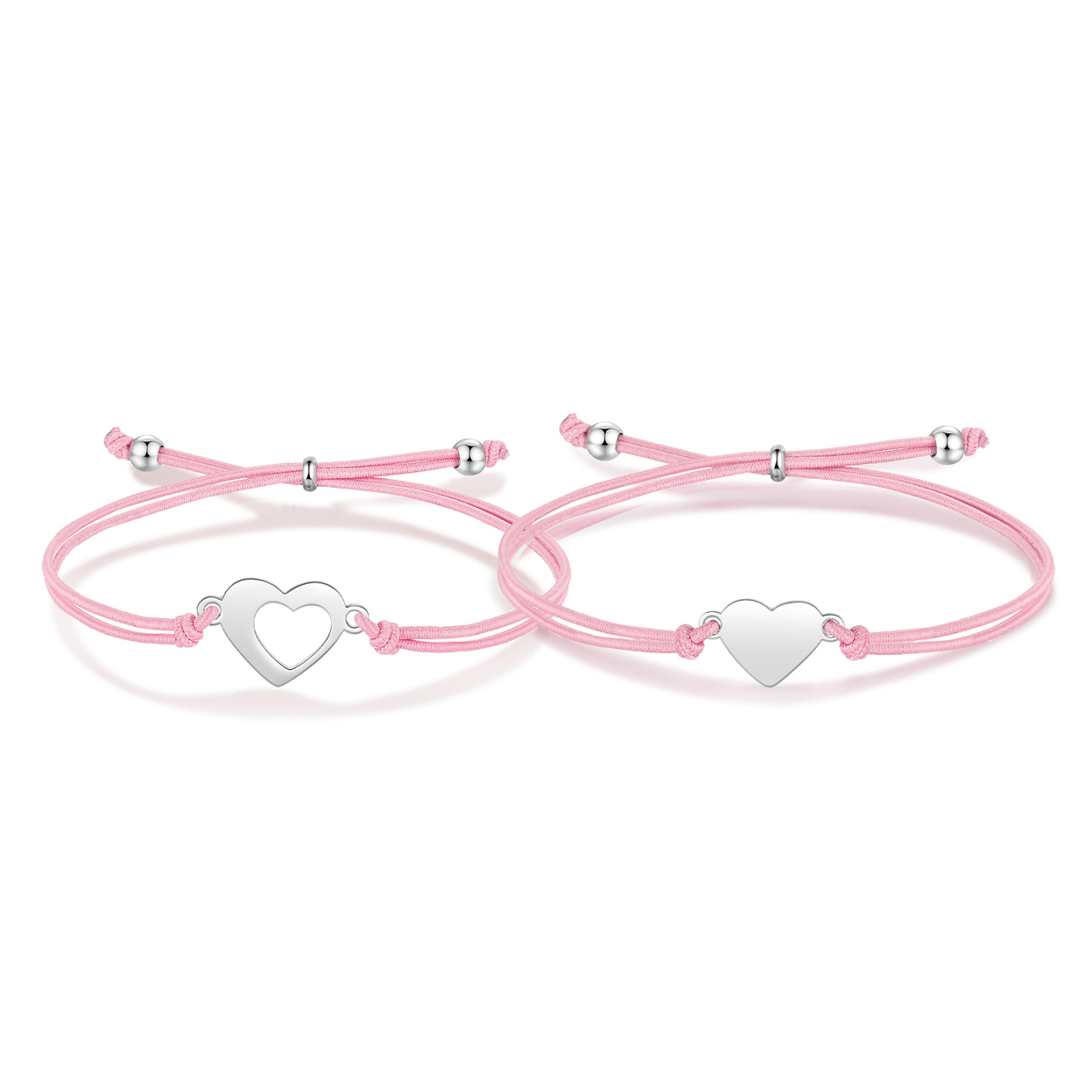 2 Pcs Heart Bracelet Set Custom 2 Names Adjustable Bracelets Back to School Gift for Daughter Granddaughter-Jessemade AU