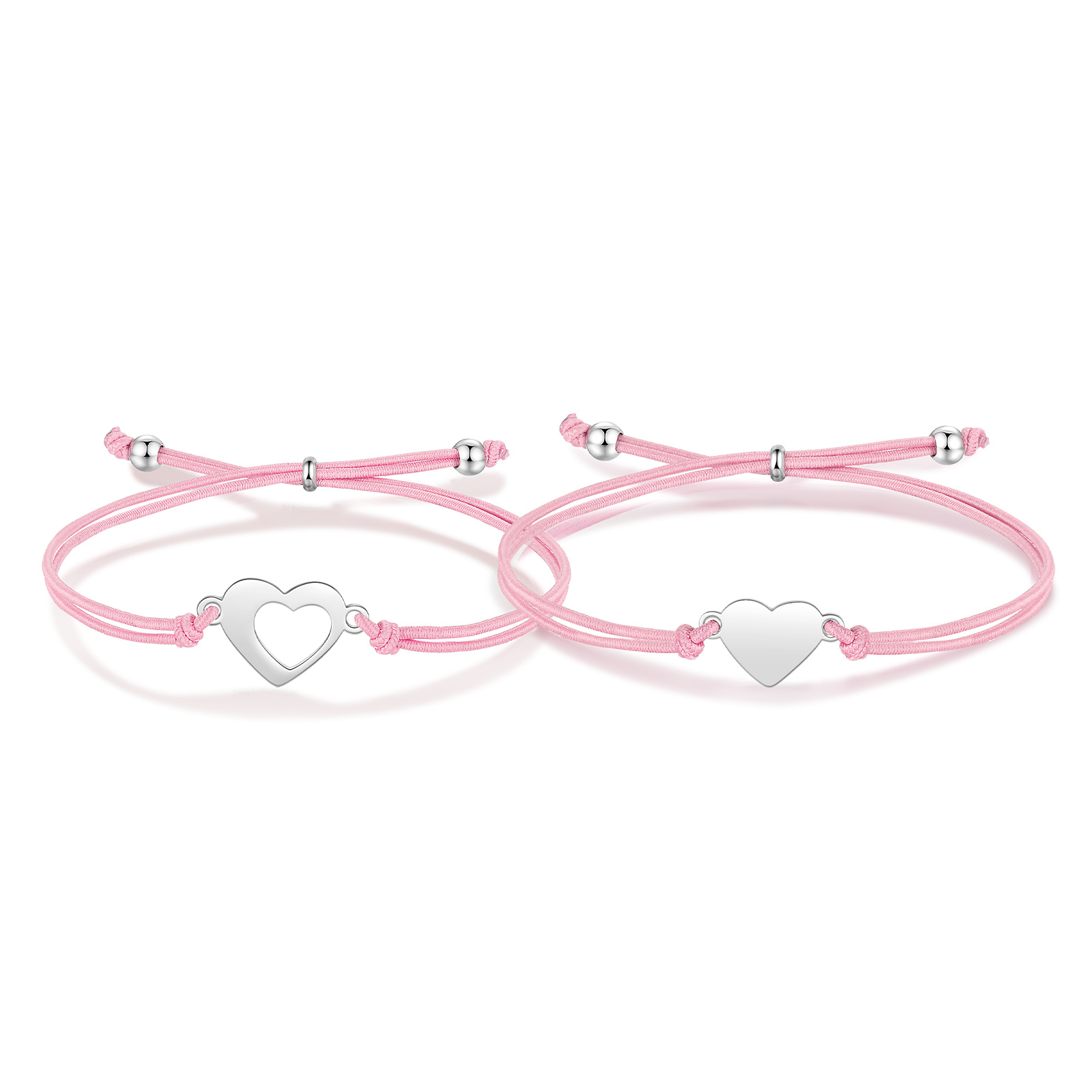 2 Pcs Heart Bracelet Set Custom 2 Names Adjustable Bracelets Back to School Gift for Daughter Granddaughter-Jessemade AU